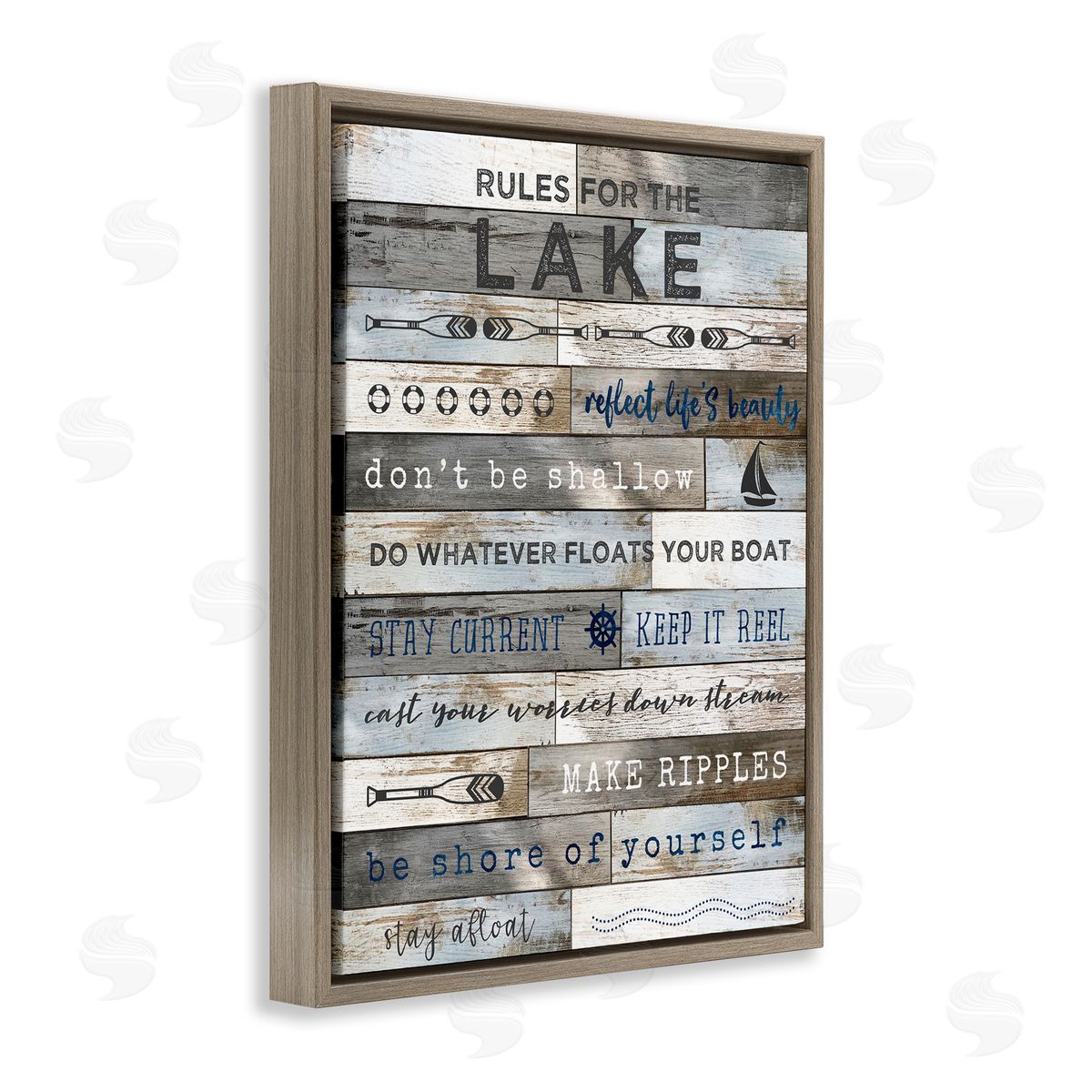 Advice From the Lake List Brown Floating Frame Canvas Wall Art, Home Decor by Natalie Carpentieri