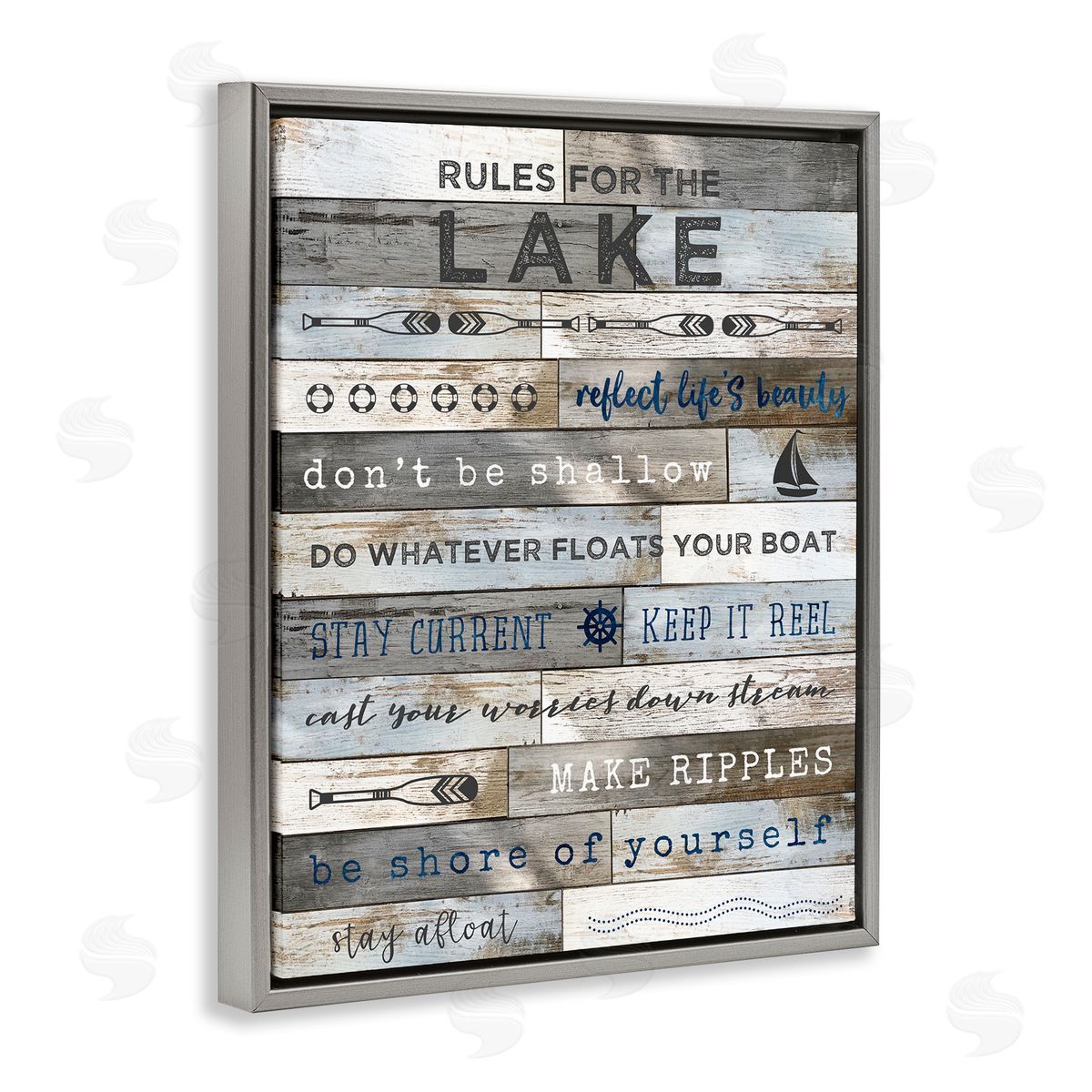 Advice From the Lake List Grey Floating Frame Canvas Wall Art, Home Decor by Natalie Carpentieri