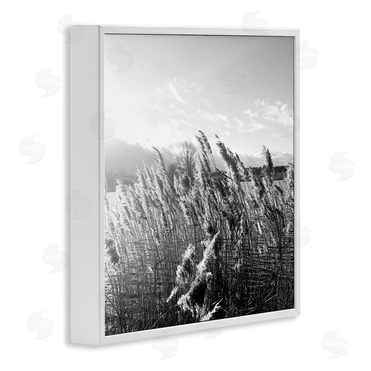Tall Grass Lake Water Landscape White Frame Print Wall Art, Home Decor by Sarah Jane