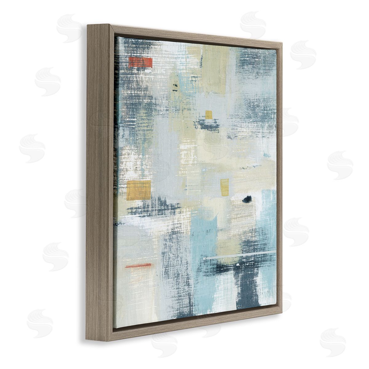 Susan Jill Woven Paint Stroke Abstraction Blue Beige Paint Blend Brown Floating Frame Canvas Wall Art Print