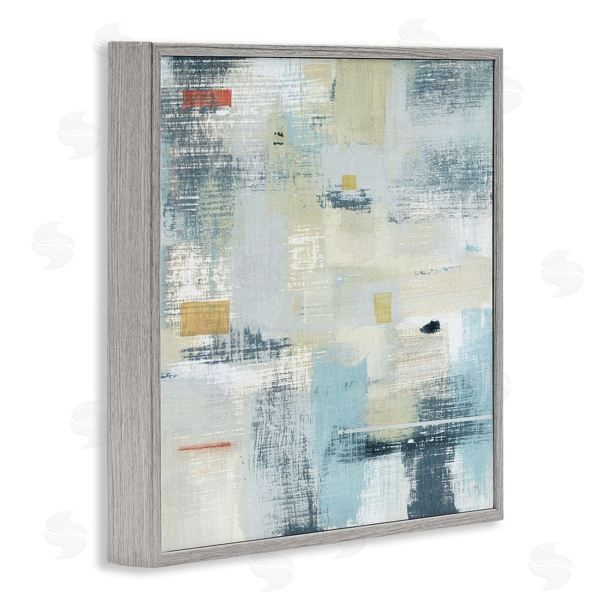 Susan Jill Woven Paint Stroke Abstraction Blue Beige Paint Blend Gray Framed Glicee Wall Art Print