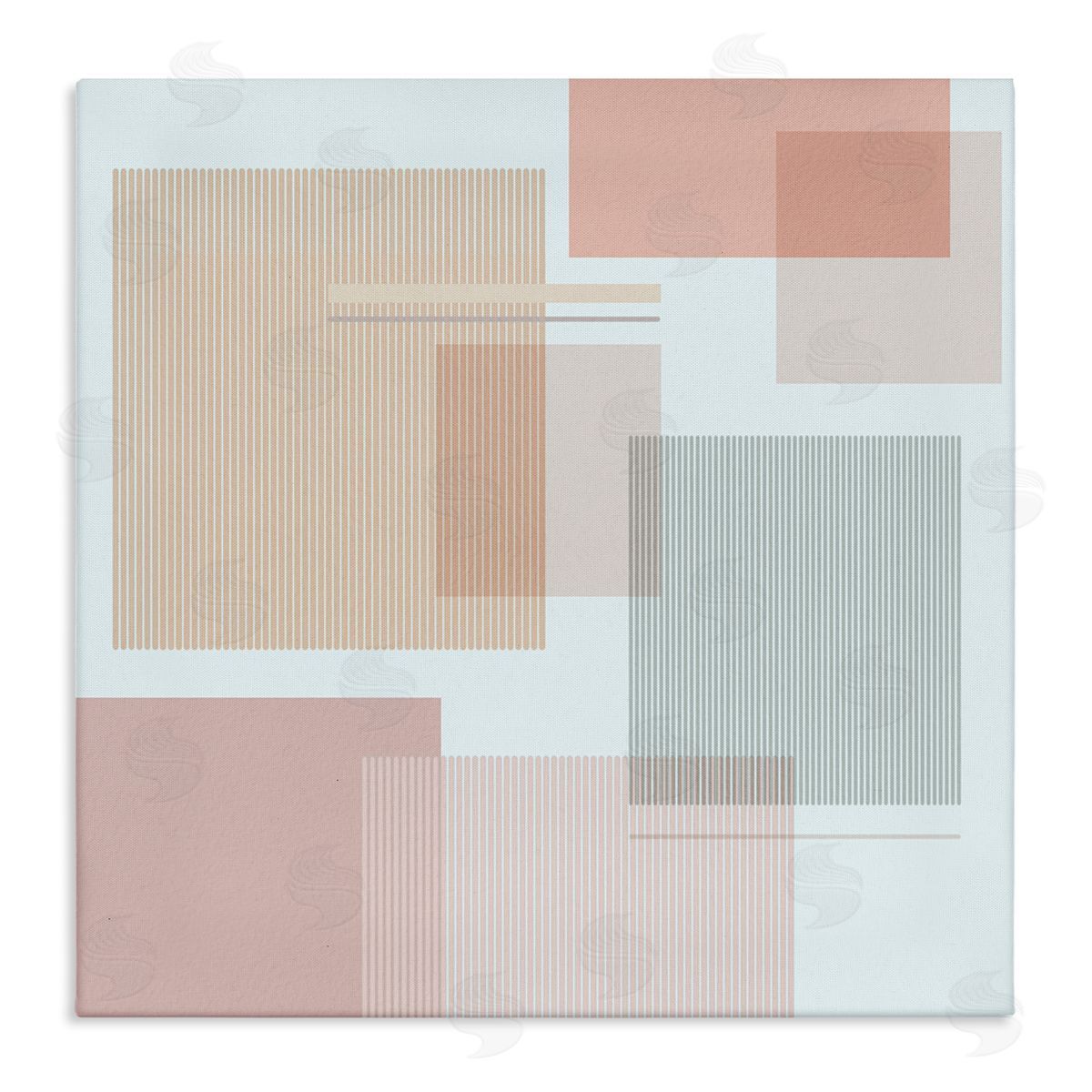 Melissa Wang Abstract Patterned Squares Industrial Geometric Shapes Pink Grey Stretched Canvas Wall Art Print