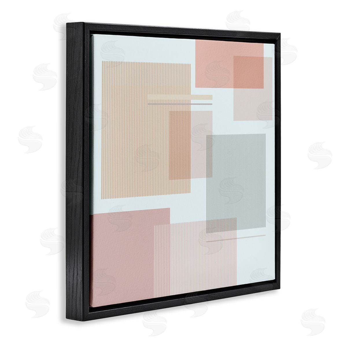 Melissa Wang Abstract Patterned Squares Industrial Geometric Shapes Pink Grey Black Floating Frame Canvas Wall Art Print