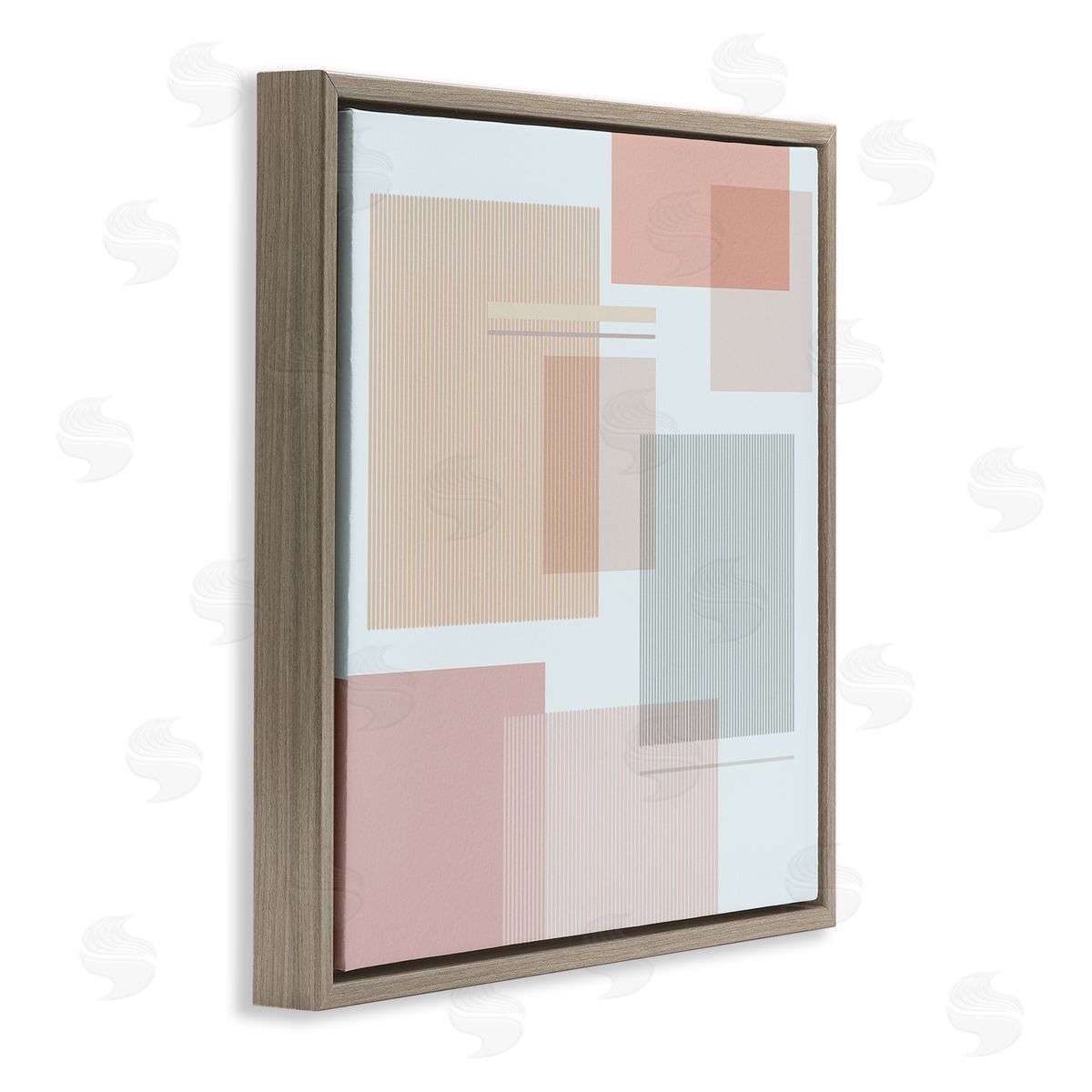 Melissa Wang Abstract Patterned Squares Industrial Geometric Shapes Pink Grey Brown Floating Frame Canvas Wall Art Print