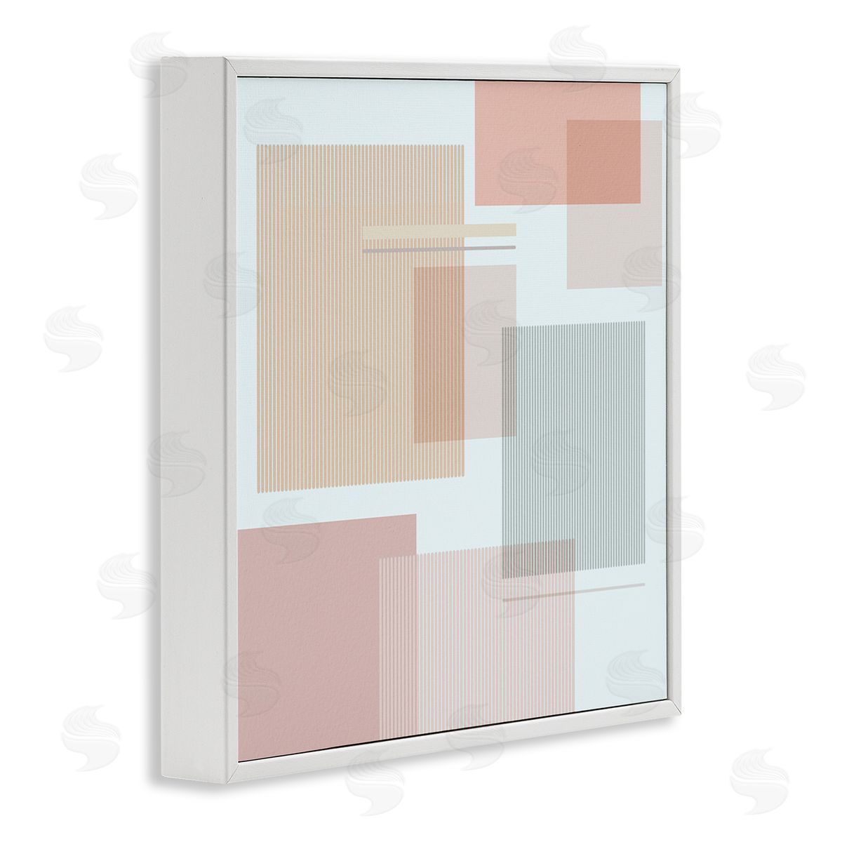 Melissa Wang Abstract Patterned Squares Industrial Geometric Shapes Pink Grey White Framed Glicee Wall Art Print