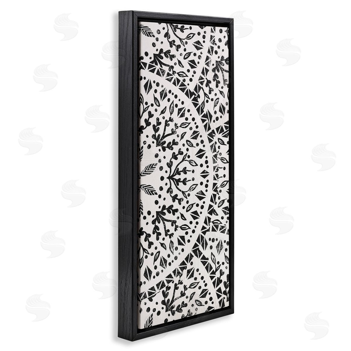 Boho Fractal Pattern Study Black Floating Frame Canvas Wall Art, Home Decor by Stupell Studio