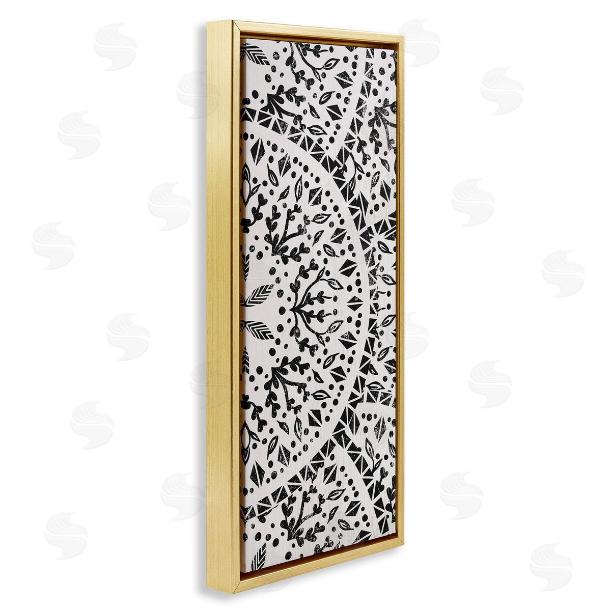 Boho Fractal Pattern Study Gold Floating Frame Canvas Wall Art, Home Decor by Stupell Studio