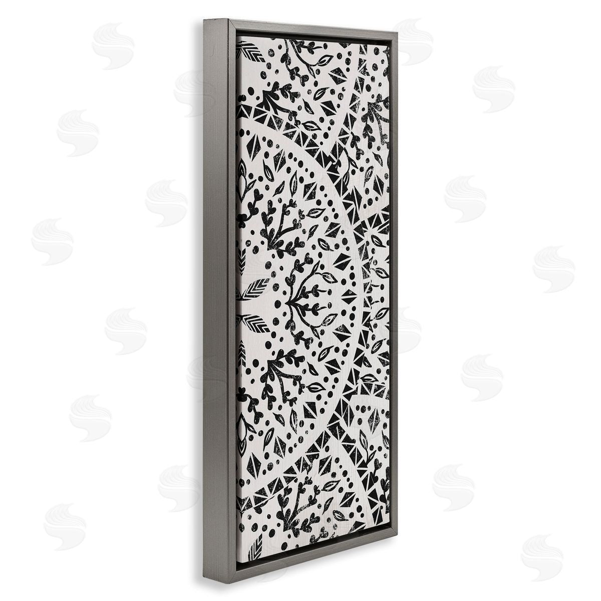 Boho Fractal Pattern Study Grey Floating Frame Canvas Wall Art, Home Decor by Stupell Studio