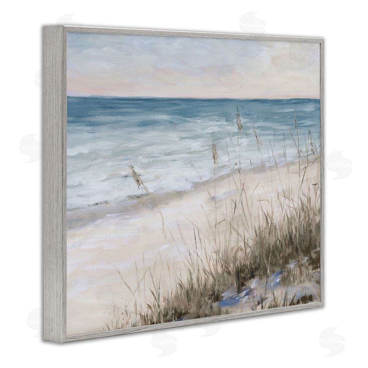 Traditional Beach Coast Line Grey Frame Print Wall Art, Home Decor by Julie DeRice