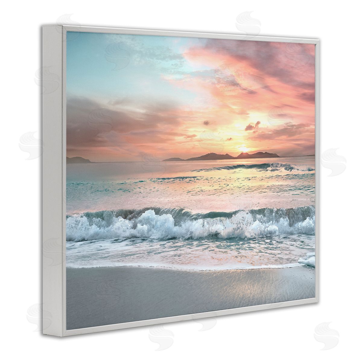Morning Sunrise Beach Landscape White Frame Print Wall Art, Home Decor by Mike Calascibetta