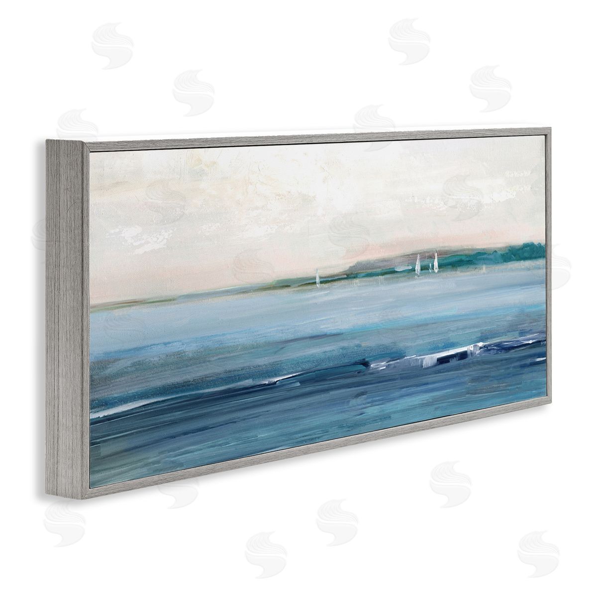 Morning Sky Abstract Ocean Grey Frame Print Wall Art, Home Decor by Sally Swatland