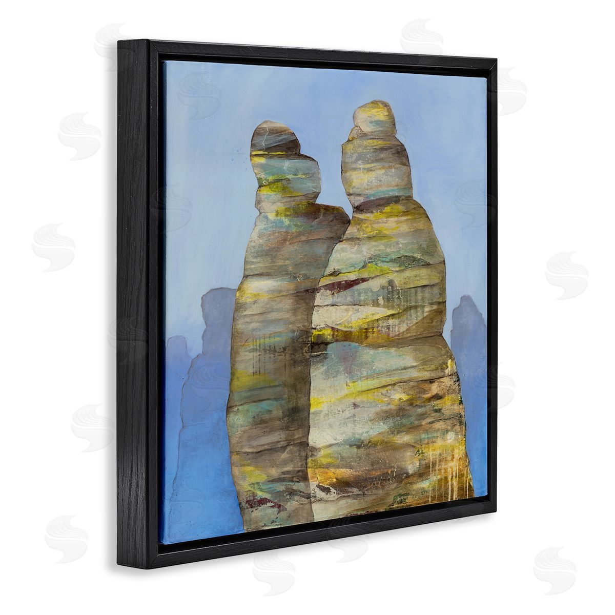 Ruth Fromstein Abstract Rock Formations Distressed Patterns Nautical Cliffs Black Floating Frame Canvas Wall Art Print