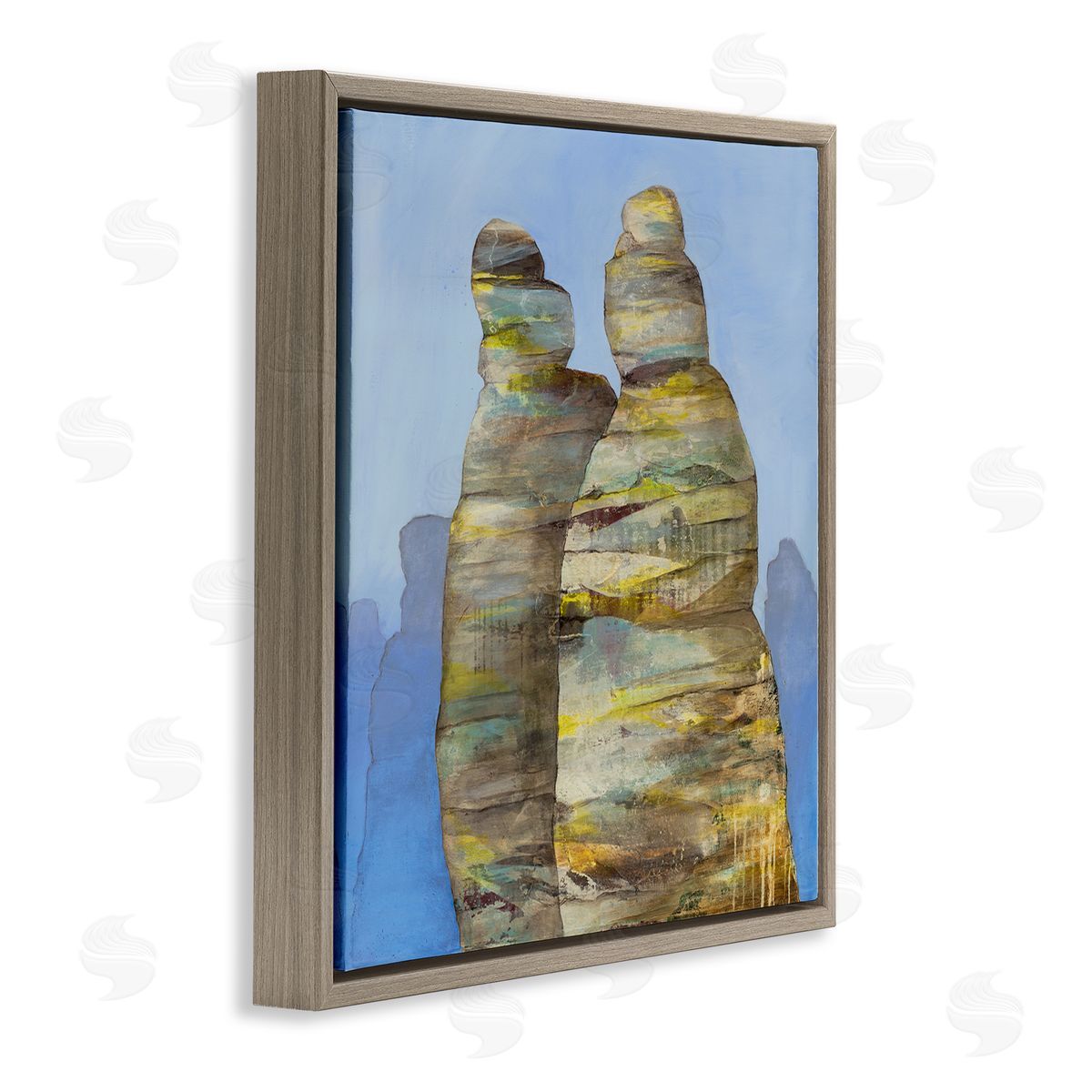 Ruth Fromstein Abstract Rock Formations Distressed Patterns Nautical Cliffs Brown Floating Frame Canvas Wall Art Print