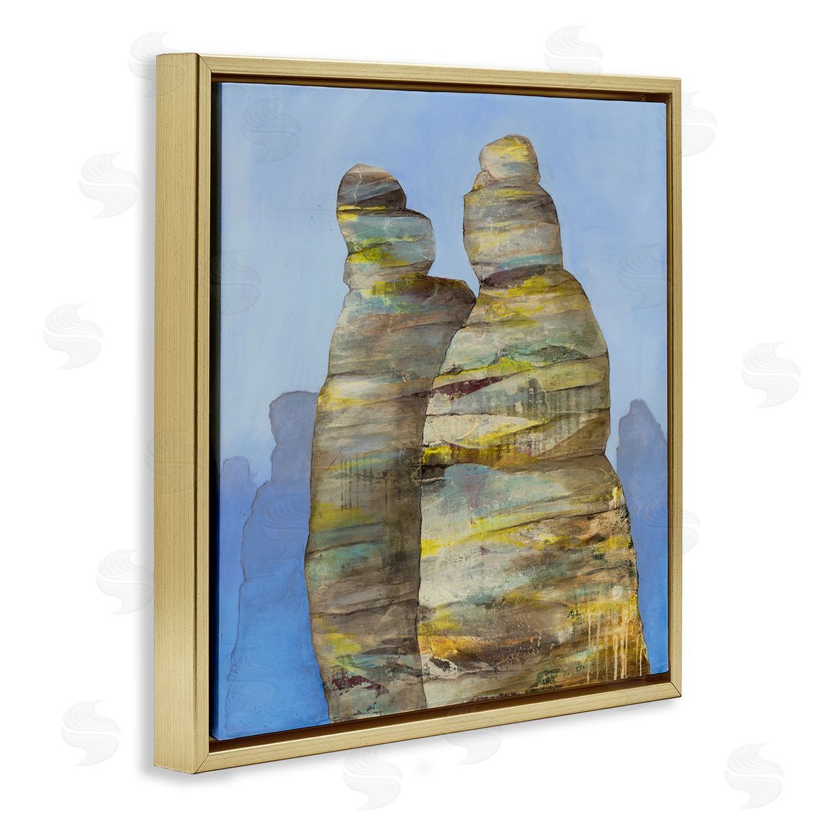 Ruth Fromstein Abstract Rock Formations Distressed Patterns Nautical Cliffs Gold Floating Frame Canvas Wall Art Print