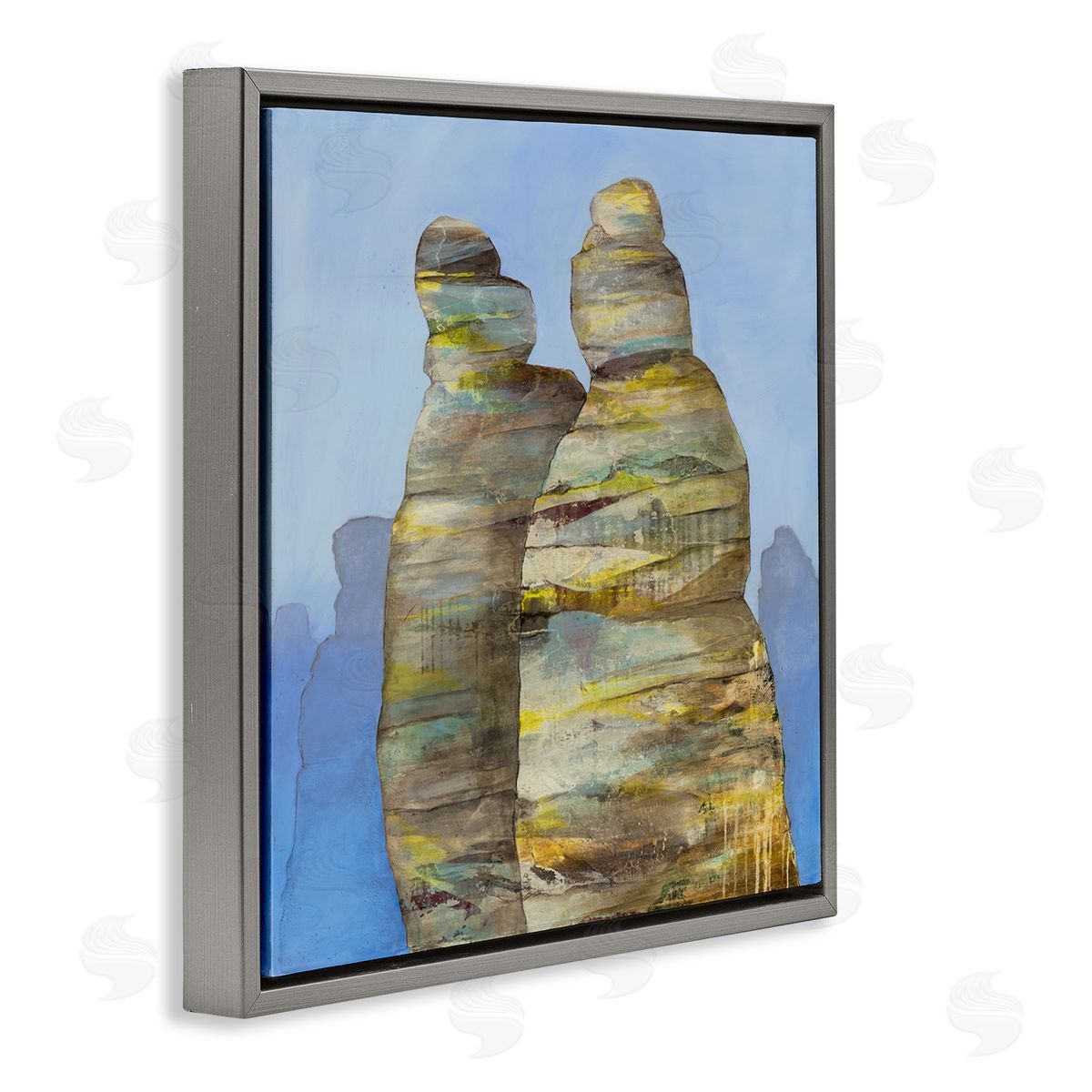 Ruth Fromstein Abstract Rock Formations Distressed Patterns Nautical Cliffs Gray Floating Frame Canvas Wall Art Print