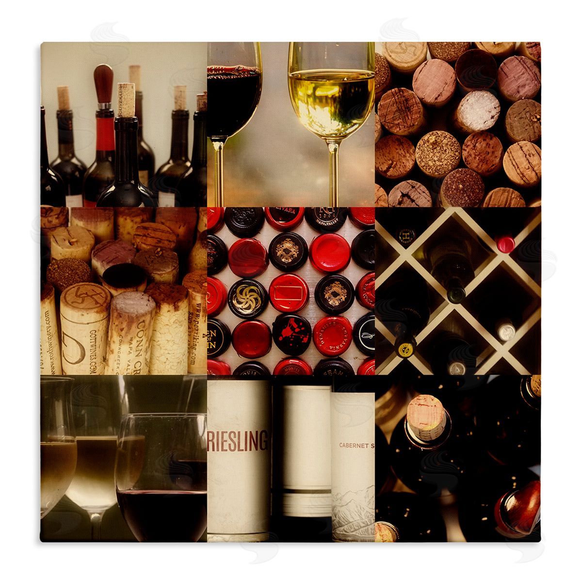 Gail Peck Wine Lovers Collage Vintage Bottles Traditional Vino Corks Stretched Canvas Wall Art Print