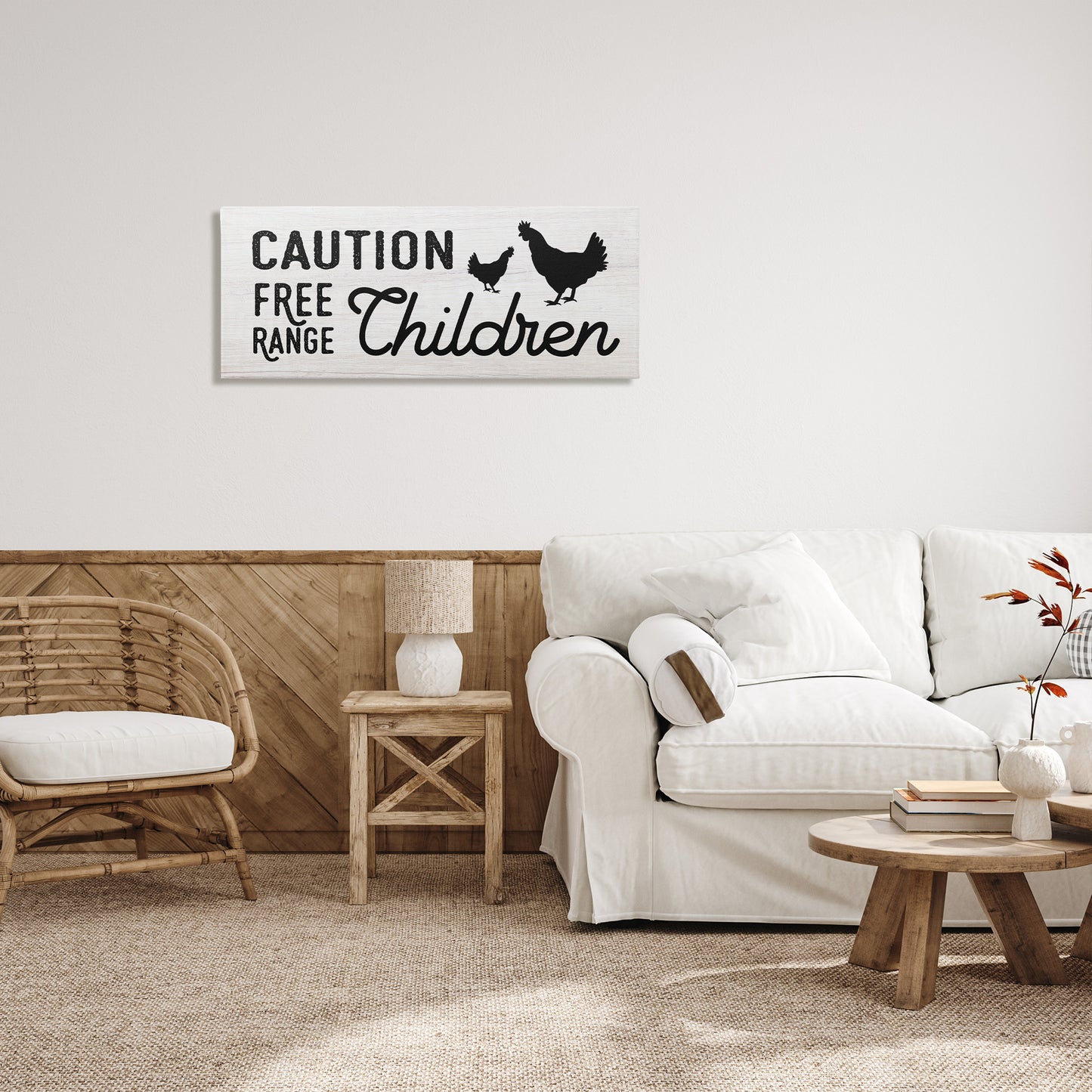 Caution Free Range Children Canvas Wall Art in Room, Home Decor by Stupell Studio