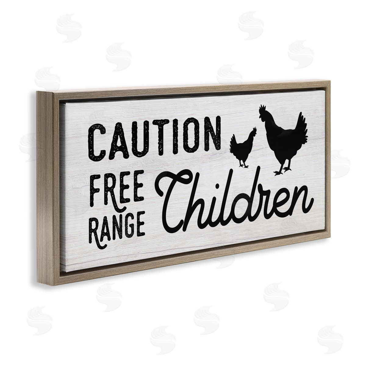 Caution Free Range Children Brown Floating Frame Canvas Wall Art, Home Decor by Stupell Studio