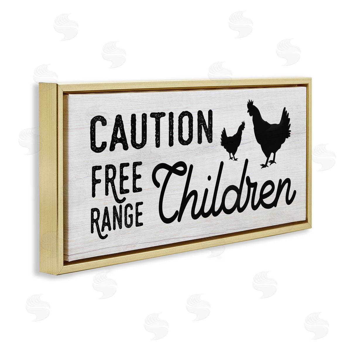 Caution Free Range Children Gold Floating Frame Canvas Wall Art, Home Decor by Stupell Studio