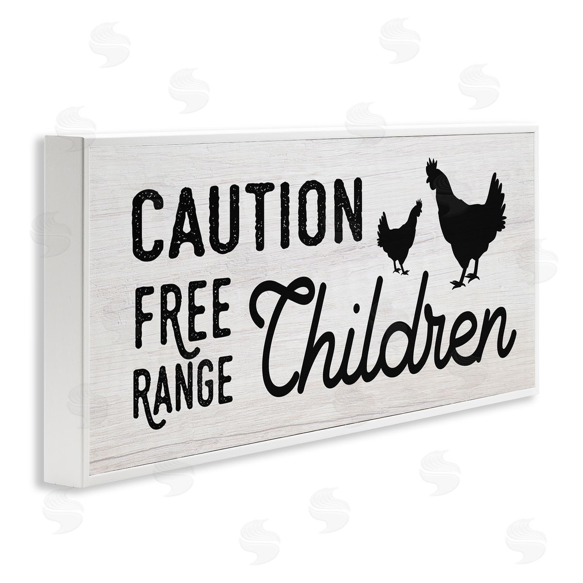 Caution Free Range Children White Frame Print Wall Art, Home Decor by Stupell Studio