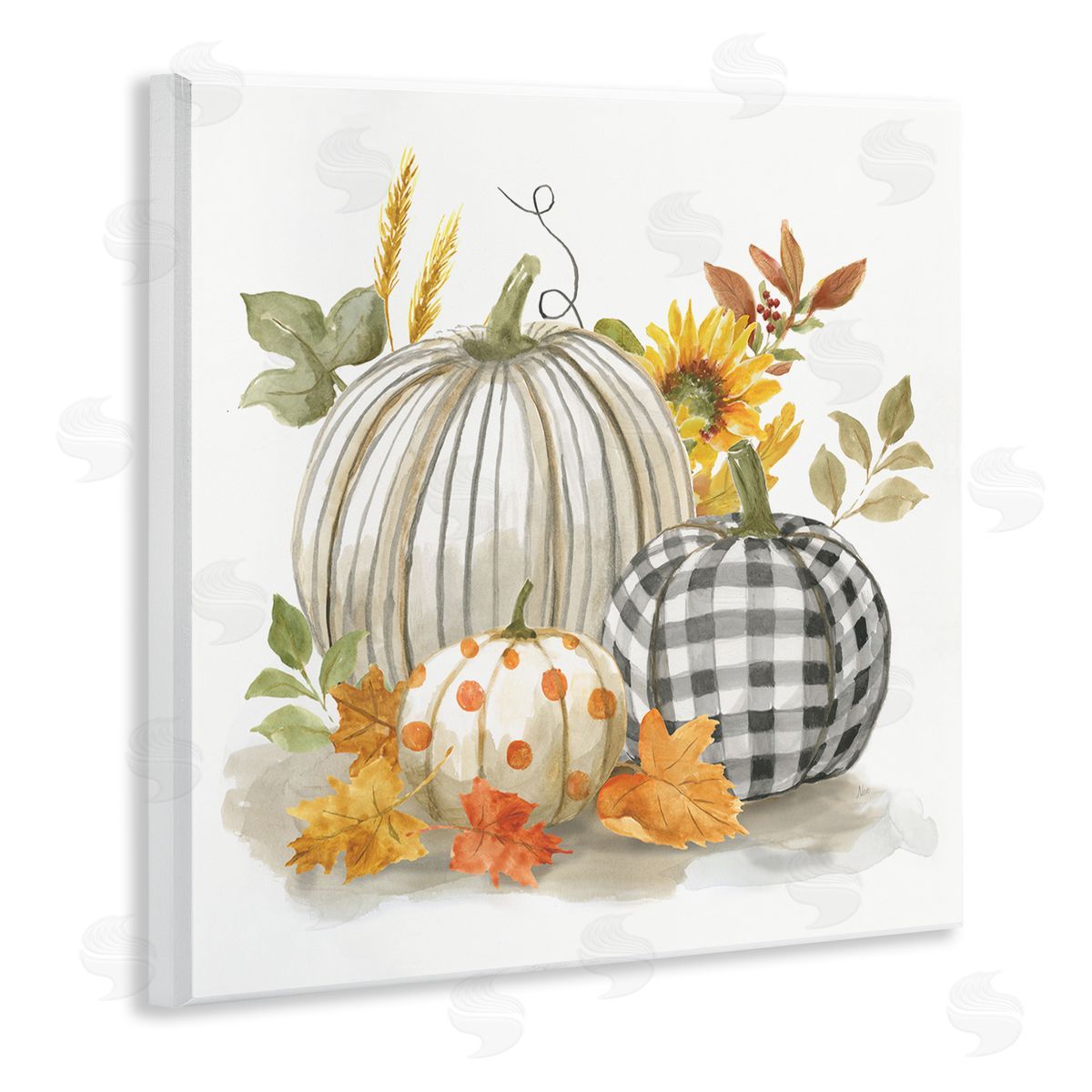 Patterned Pumpkins Autumn Harvest Wood Plaque Wall Art, Home Decor by Nan