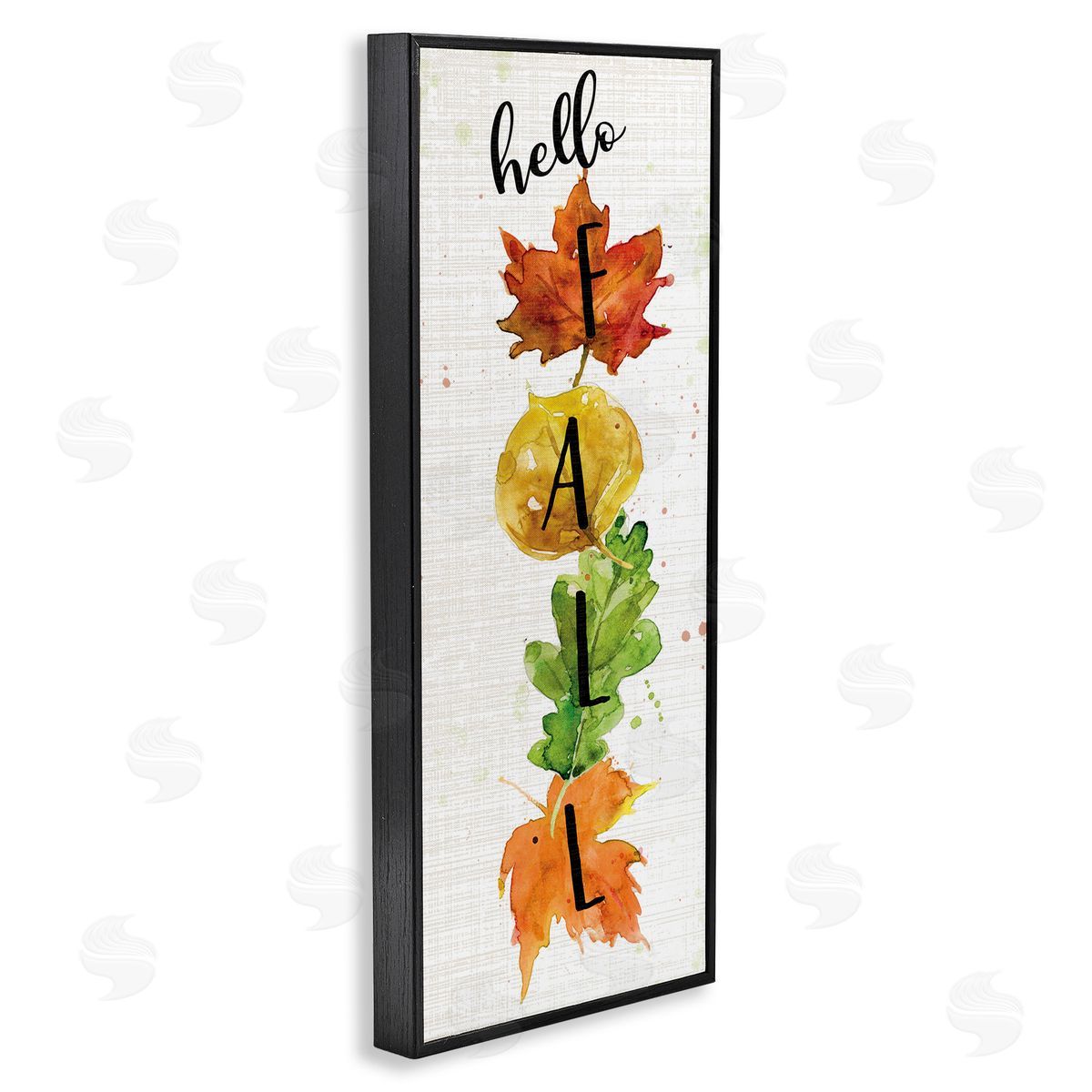 Hello Fall Autumn Greeting Black Frame Print Wall Art, Home Decor by Carol Robinson