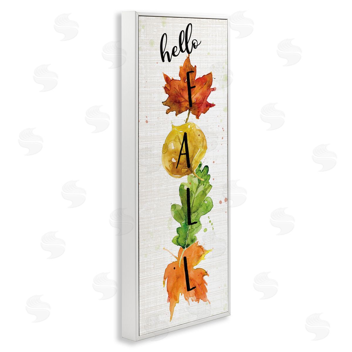 Hello Fall Autumn Greeting White Frame Print Wall Art, Home Decor by Carol Robinson