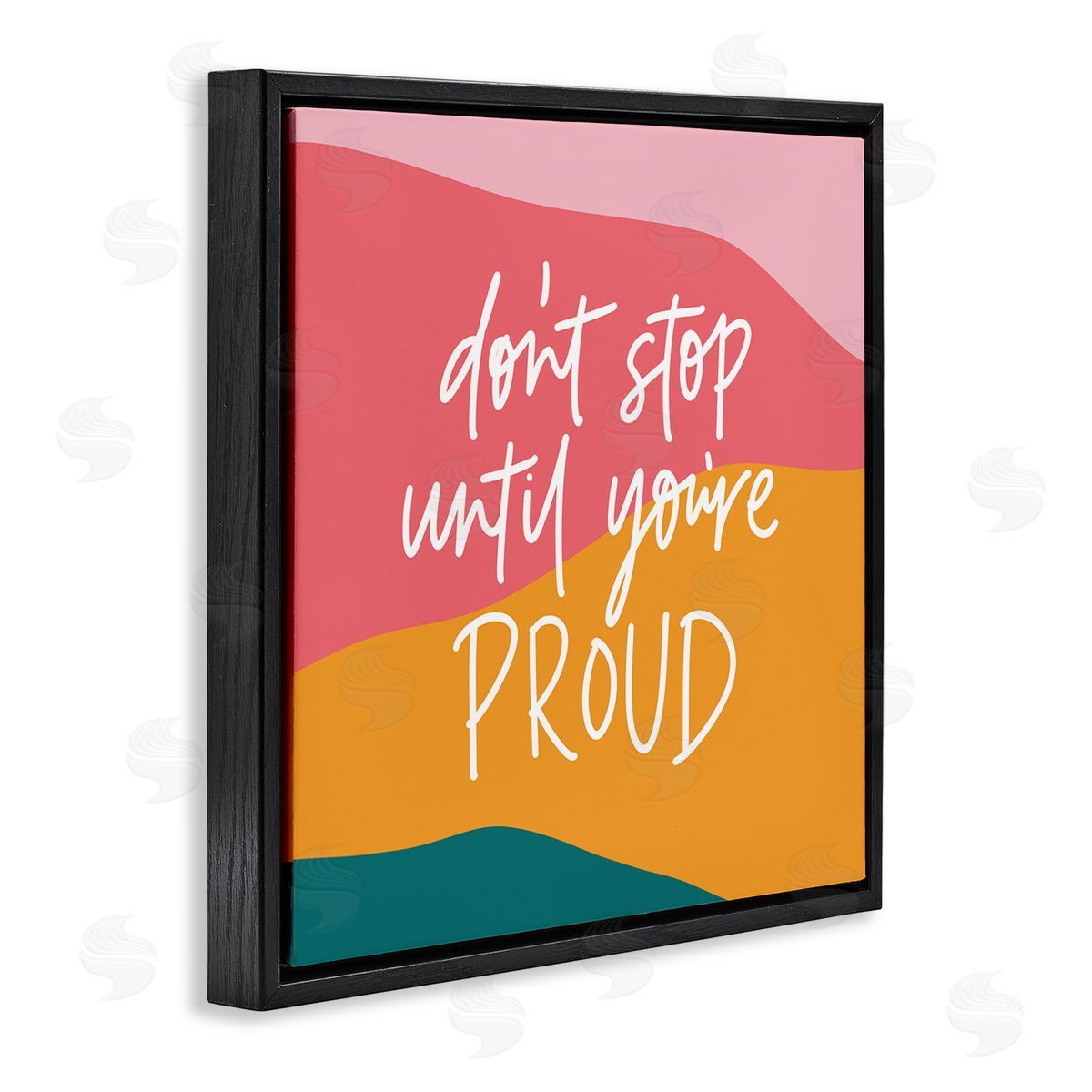 Amanda Houston Don't Stop Until You're Proud Phrase Abstract Pattern Black Floating Frame Canvas Wall Art Print