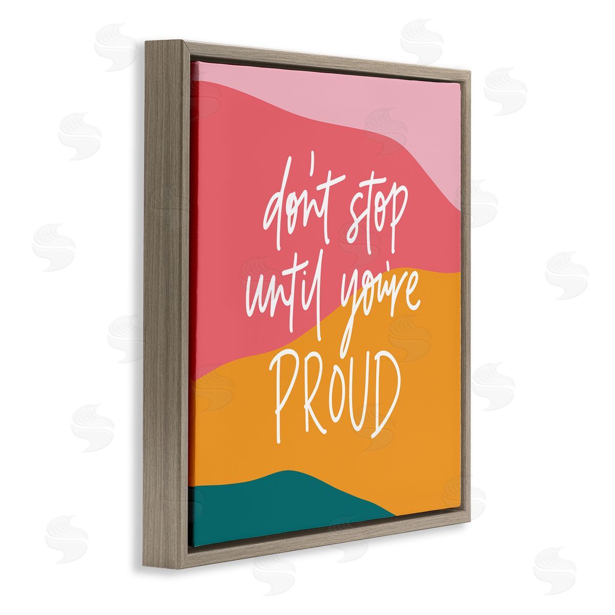 Amanda Houston Don't Stop Until You're Proud Phrase Abstract Pattern Brown Floating Frame Canvas Wall Art Print