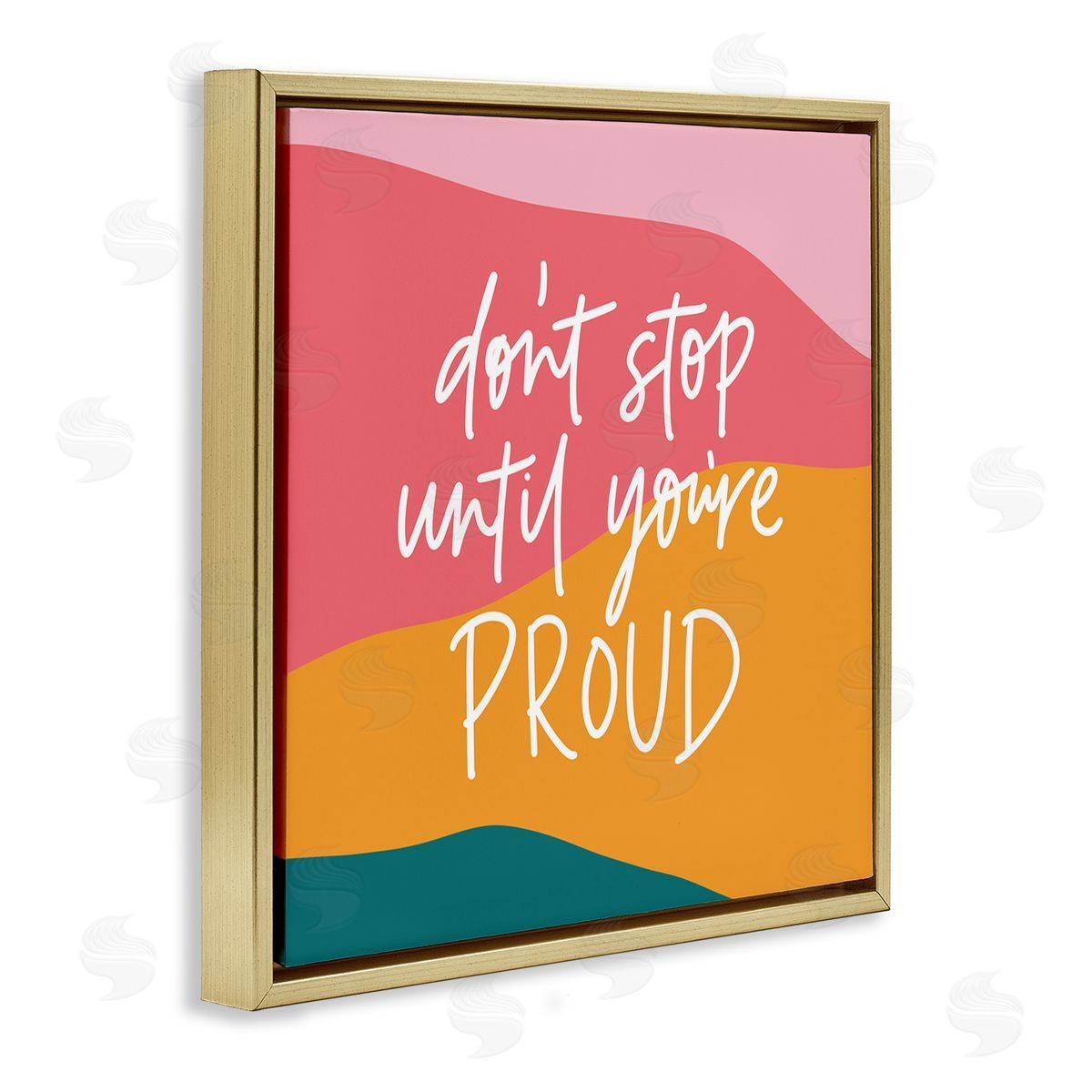 Amanda Houston Don't Stop Until You're Proud Phrase Abstract Pattern Gold Floating Frame Canvas Wall Art Print
