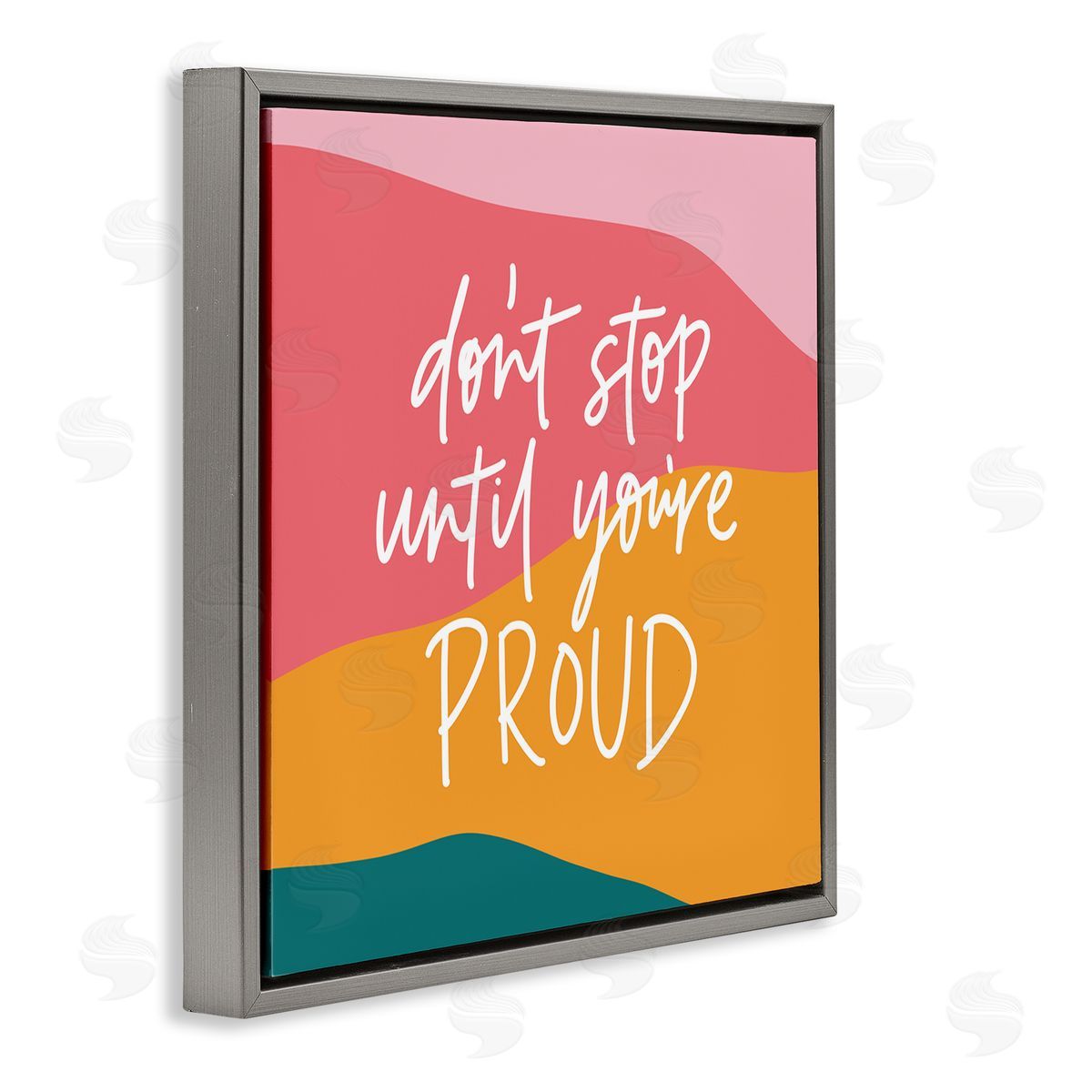 Amanda Houston Don't Stop Until You're Proud Phrase Abstract Pattern Gray Floating Frame Canvas Wall Art Print