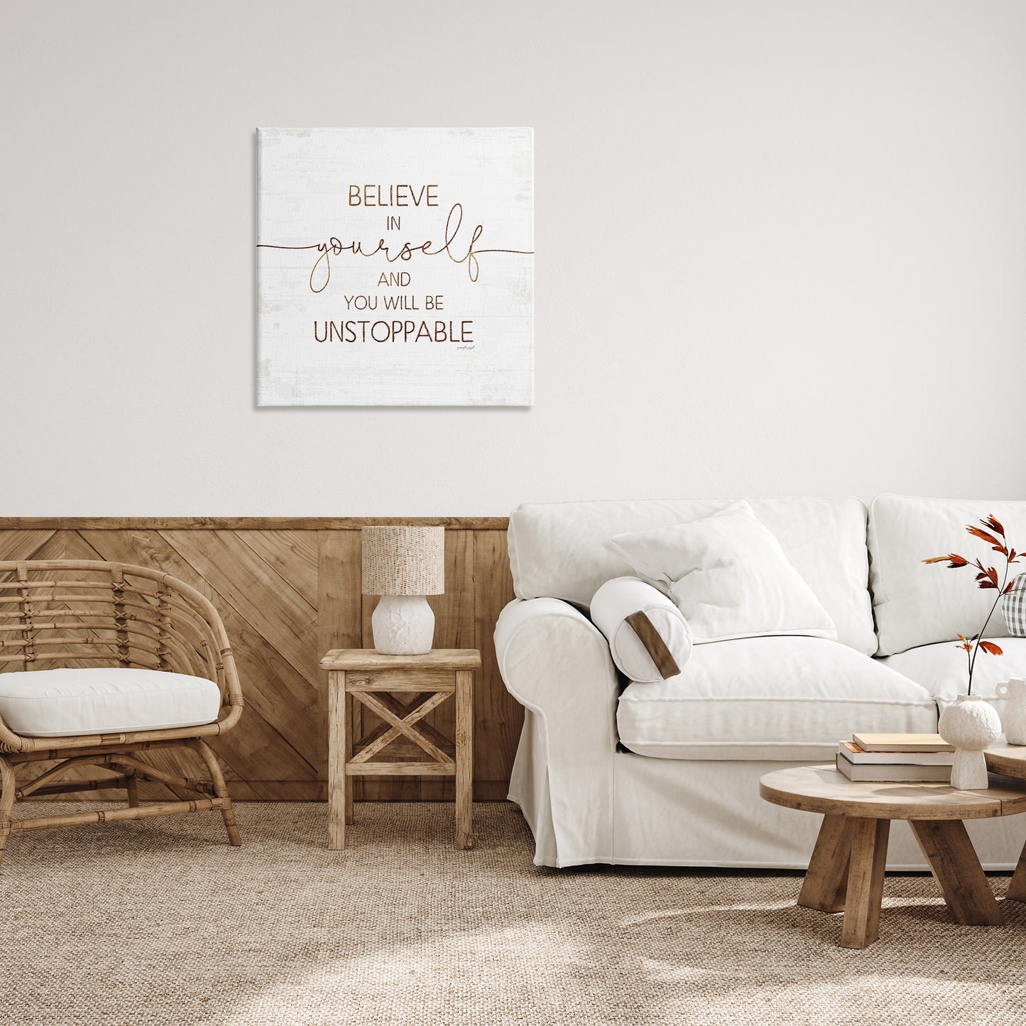 Believe In Yourself Be Unstoppable Canvas Wall Art in Room, Home Decor by Jennifer Pugh