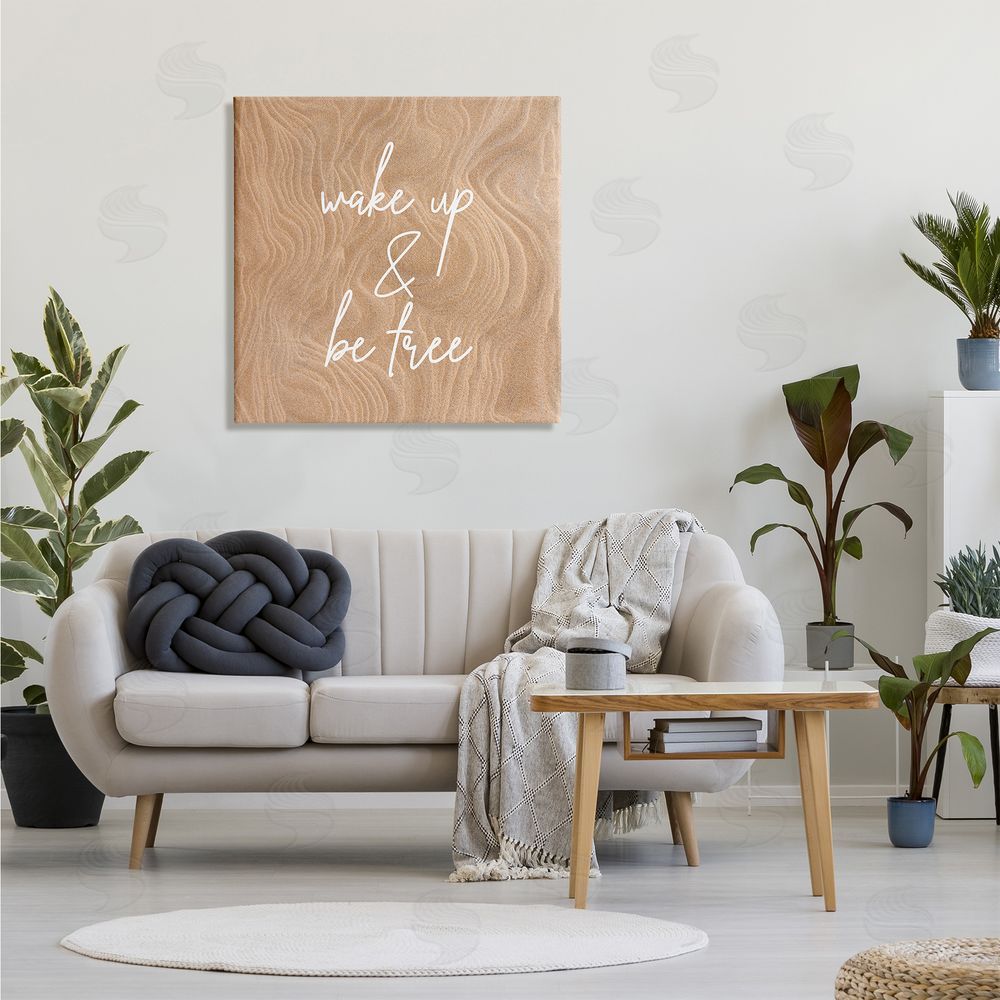 Birch & Ink Wake Up and Be Free Phrase Modern Pattern Canvas Wall Art in Room