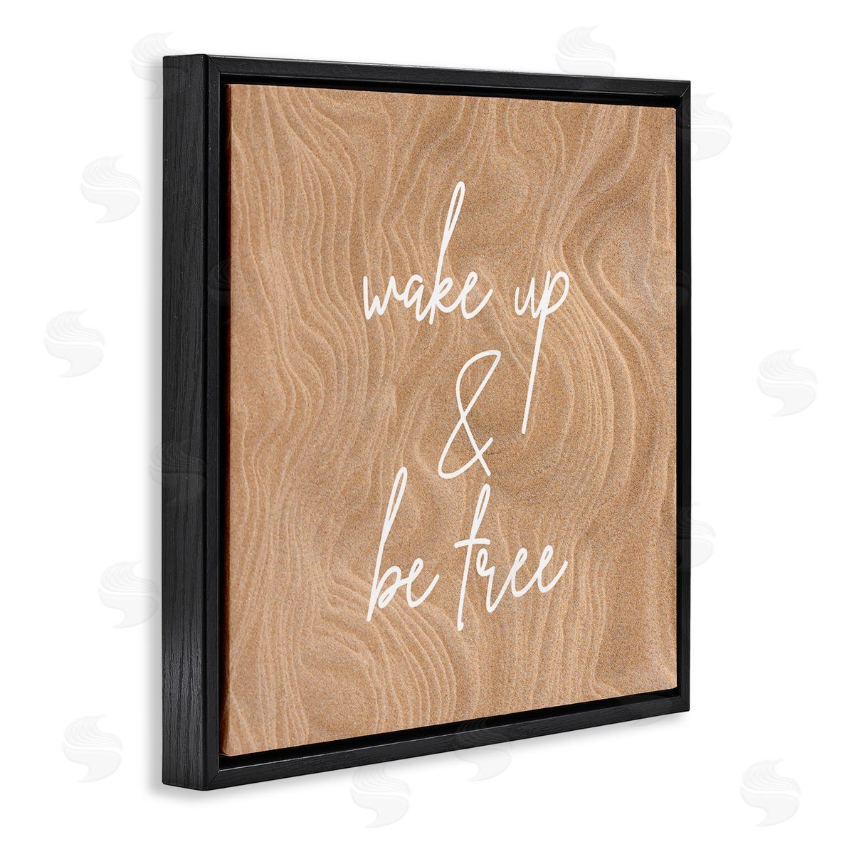 Birch & Ink Wake Up and Be Free Phrase Modern Pattern Black Floating Frame Canvas Wall Art Print
