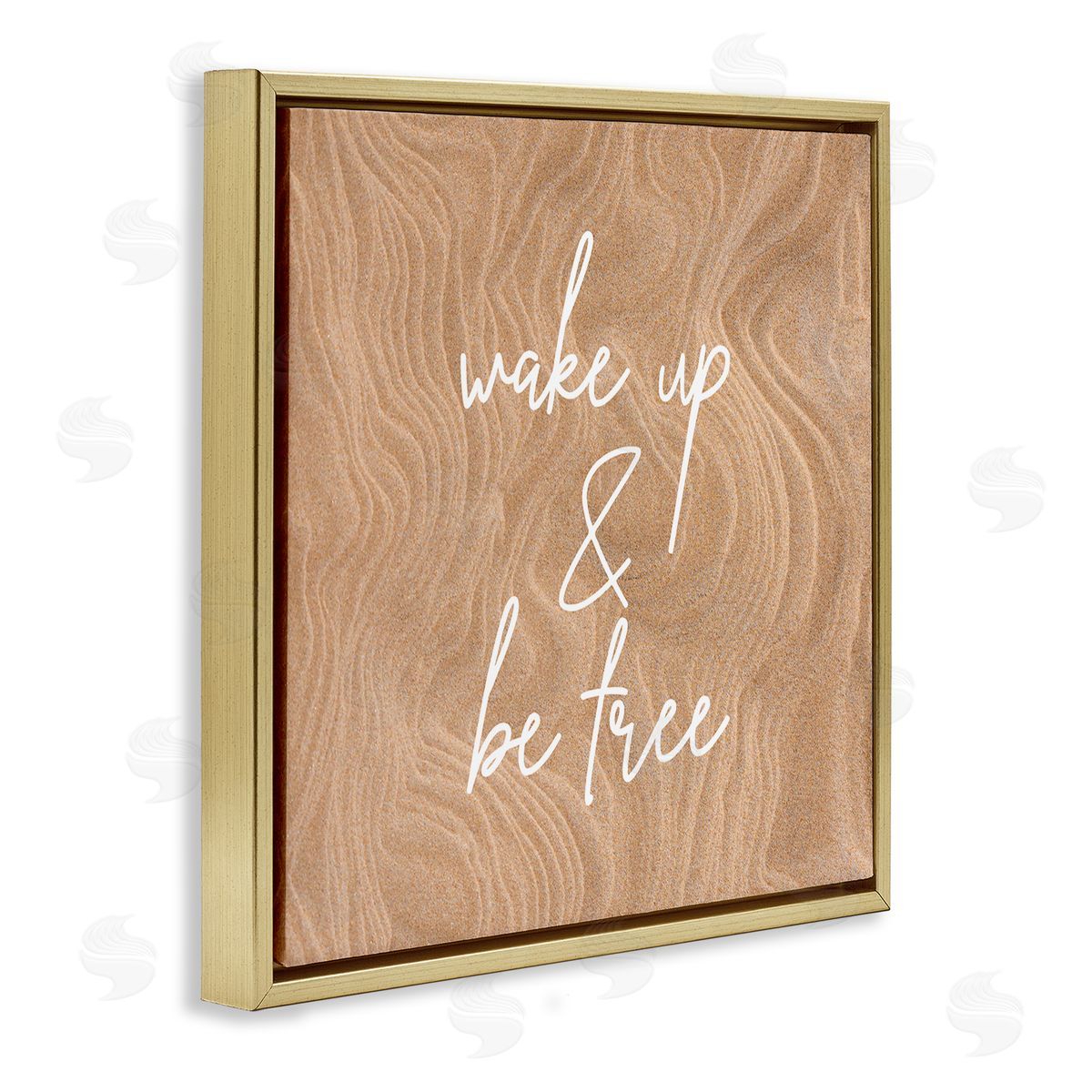 Birch & Ink Wake Up and Be Free Phrase Modern Pattern Gold Floating Frame Canvas Wall Art Print