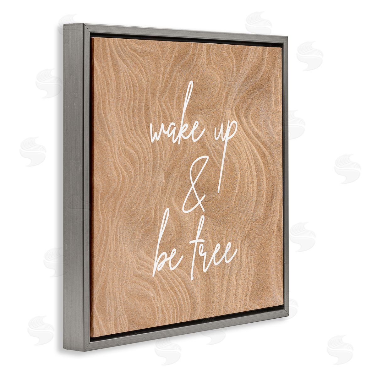 Birch & Ink Wake Up and Be Free Phrase Modern Pattern Gray Floating Frame Canvas Wall Art Print