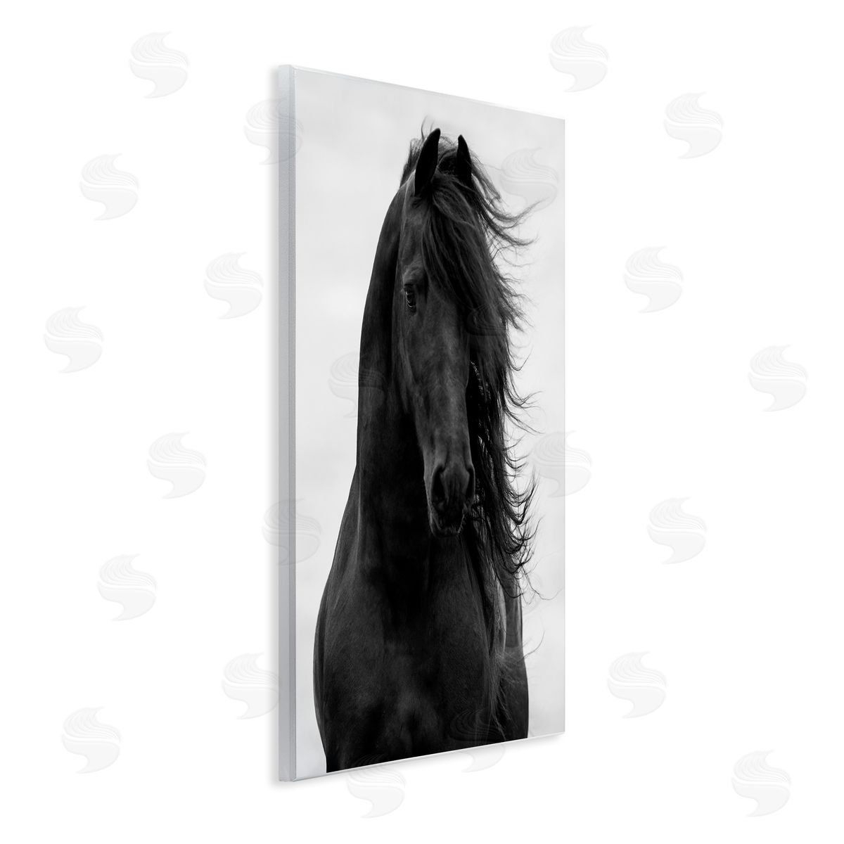 Black Stallion Horse Portrait Wood Plaque Wall Art, Home Decor by Carol Walker