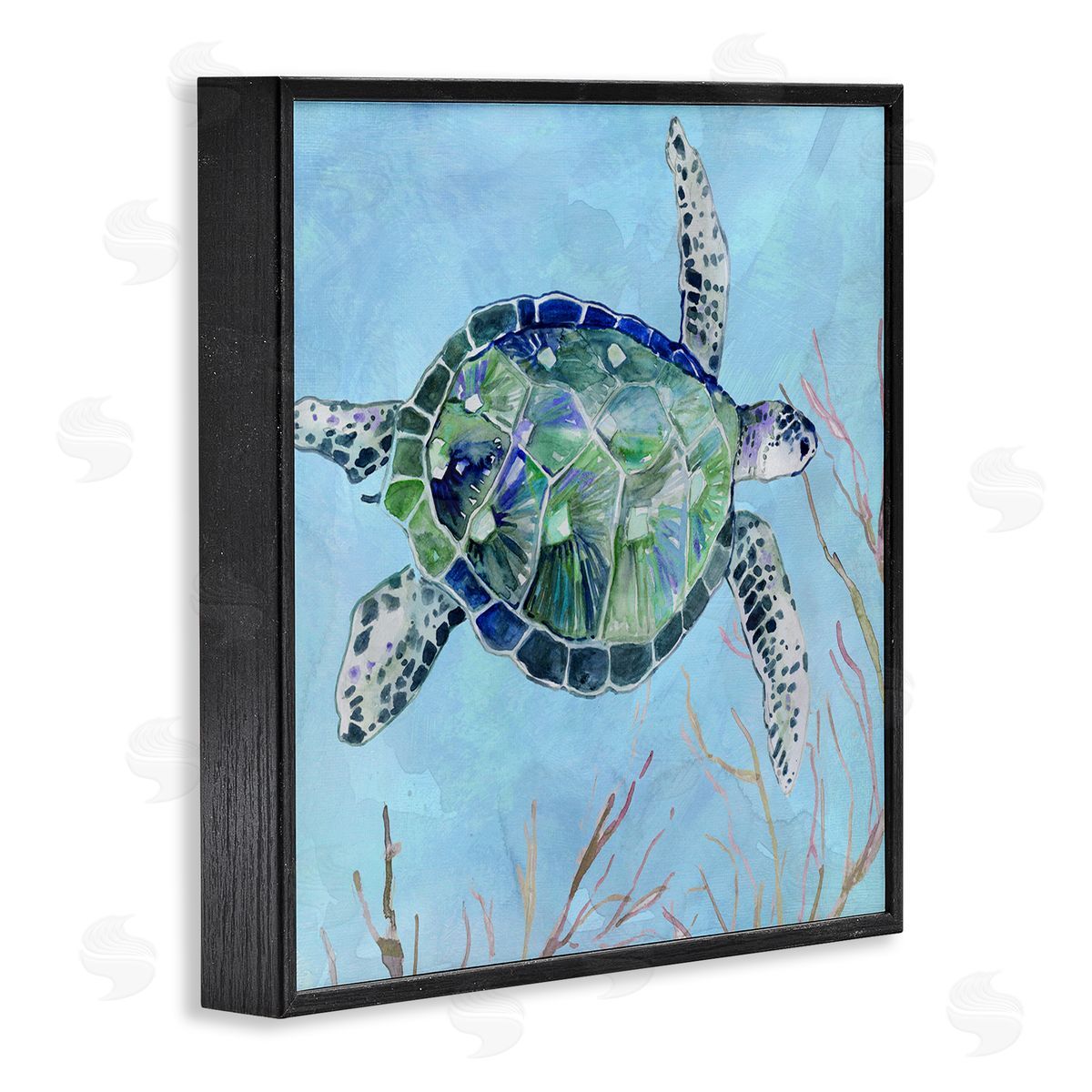 Carol Robinson Speckled Sea Tortoise Deep Sea Aquatic Animal Black Framed Glicee Wall Art Print