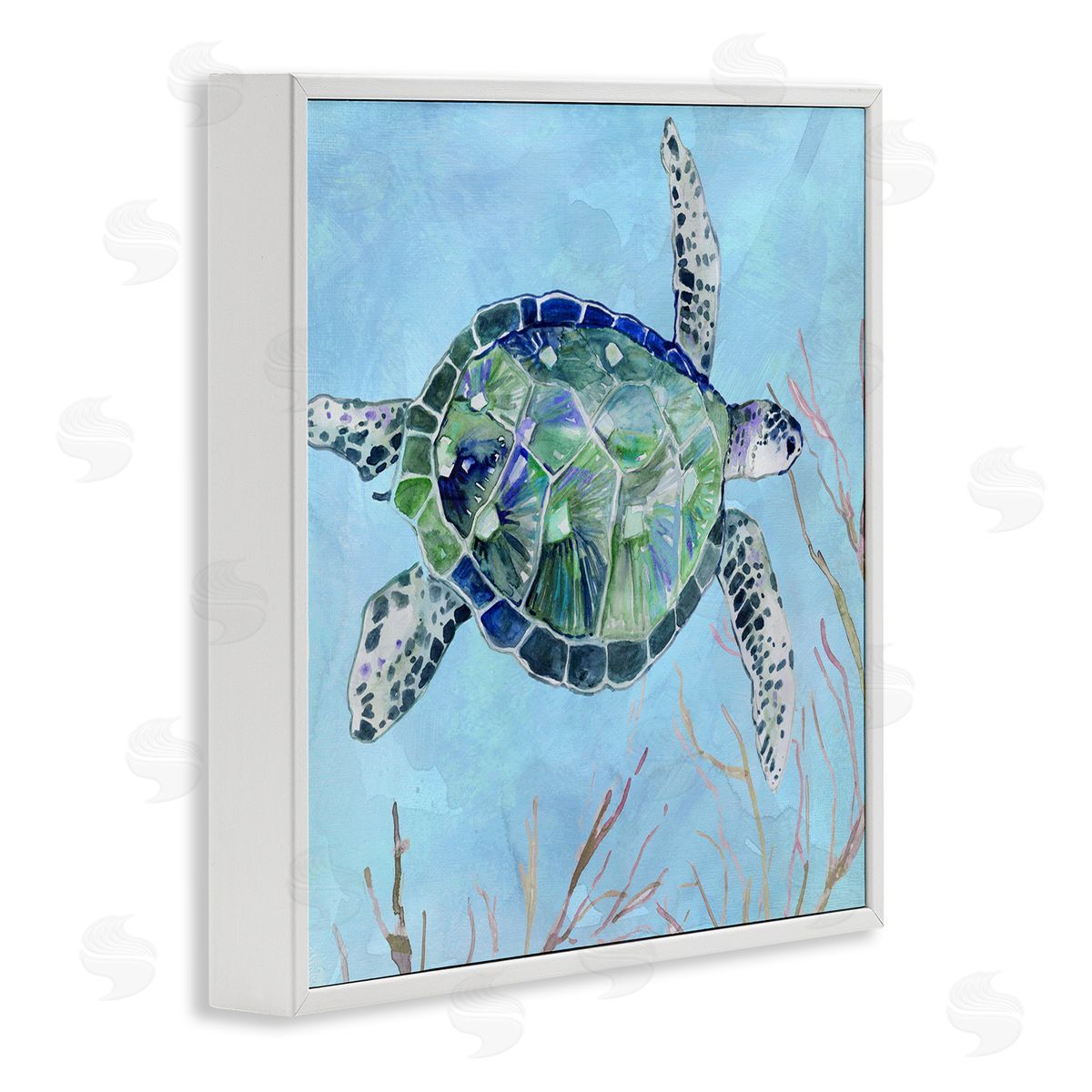 Carol Robinson Speckled Sea Tortoise Deep Sea Aquatic Animal White Framed Glicee Wall Art Print