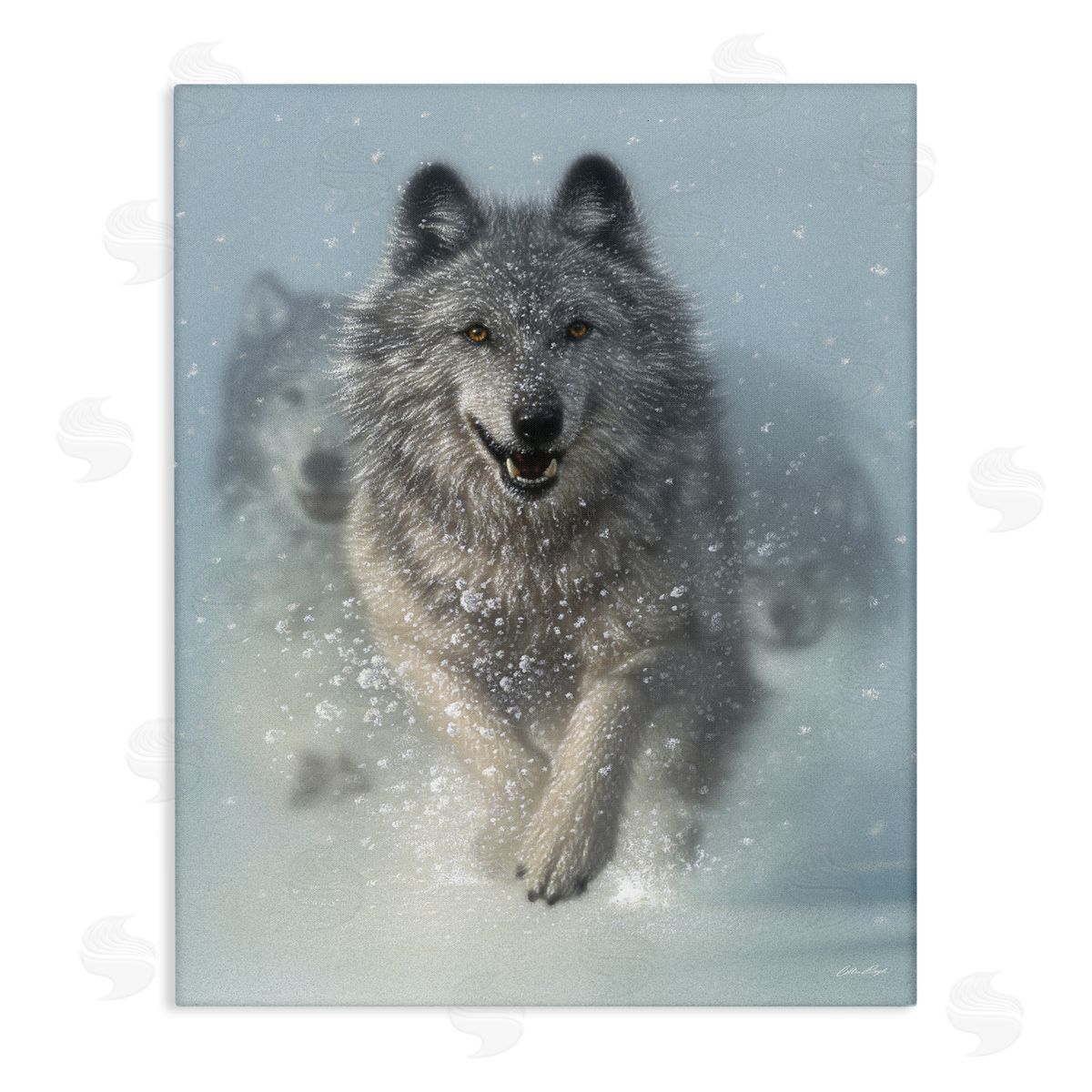 Wolves Running Through Snow Canvas Wall Art, Home Decor by Collin Bogle