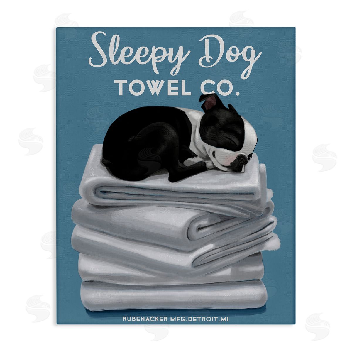 Vintage Sleepy Dog Towel Co Canvas Wall Art, Home Decor by Brian Rubenacker