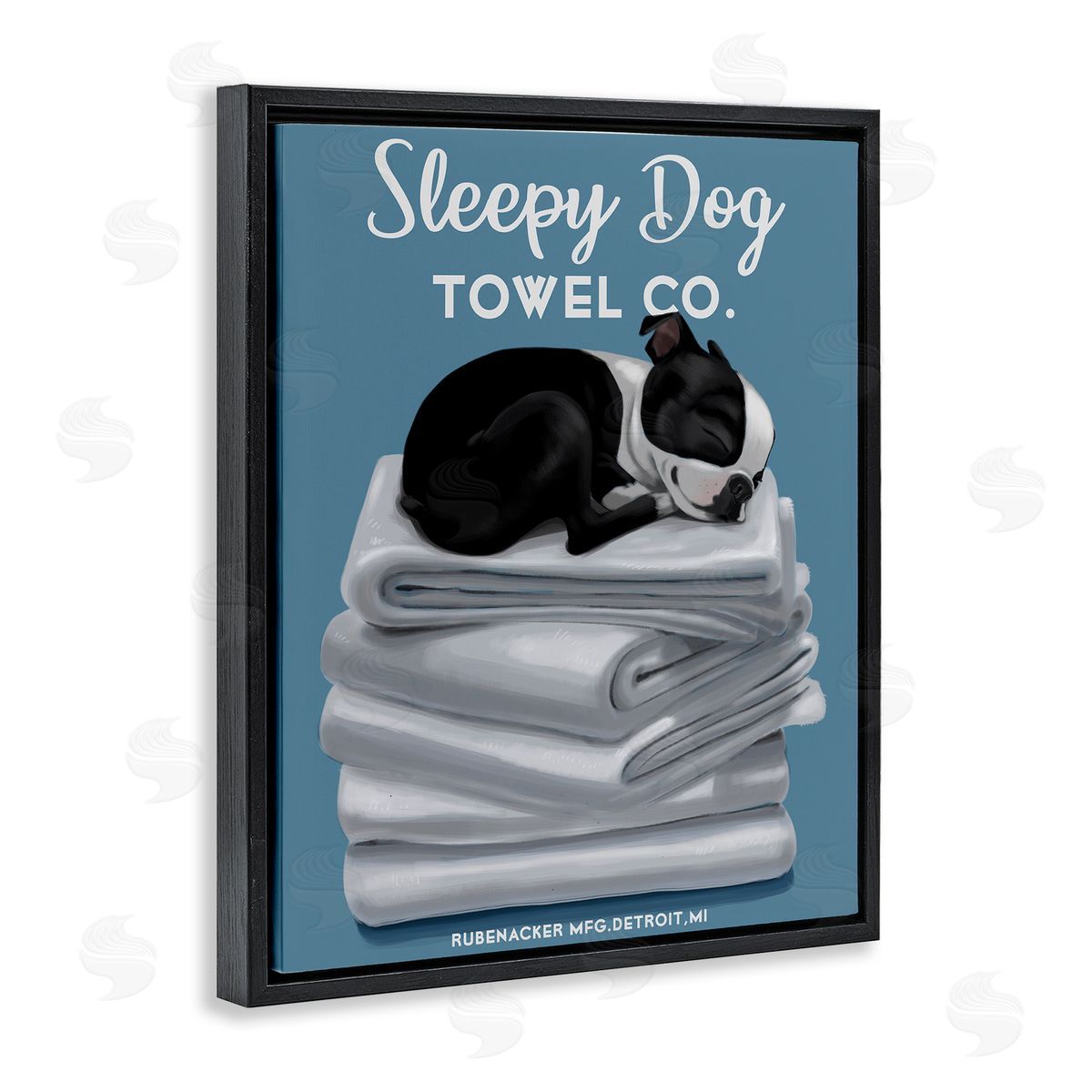 Vintage Sleepy Dog Towel Co Black Floating Frame Canvas Wall Art, Home Decor by Brian Rubenacker