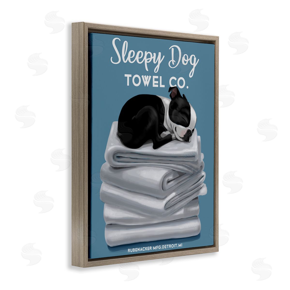 Vintage Sleepy Dog Towel Co Brown Floating Frame Canvas Wall Art, Home Decor by Brian Rubenacker