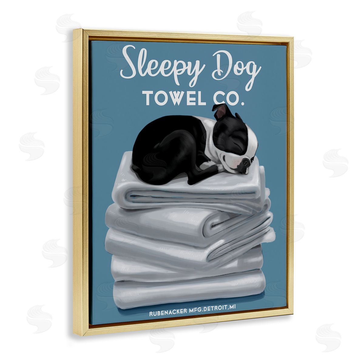 Vintage Sleepy Dog Towel Co Gold Floating Frame Canvas Wall Art, Home Decor by Brian Rubenacker