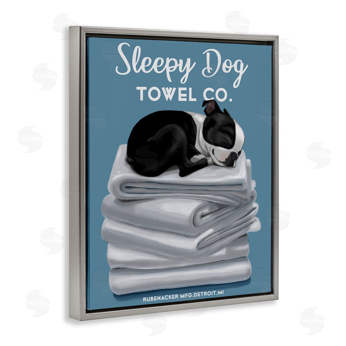 Vintage Sleepy Dog Towel Co Grey Floating Frame Canvas Wall Art, Home Decor by Brian Rubenacker