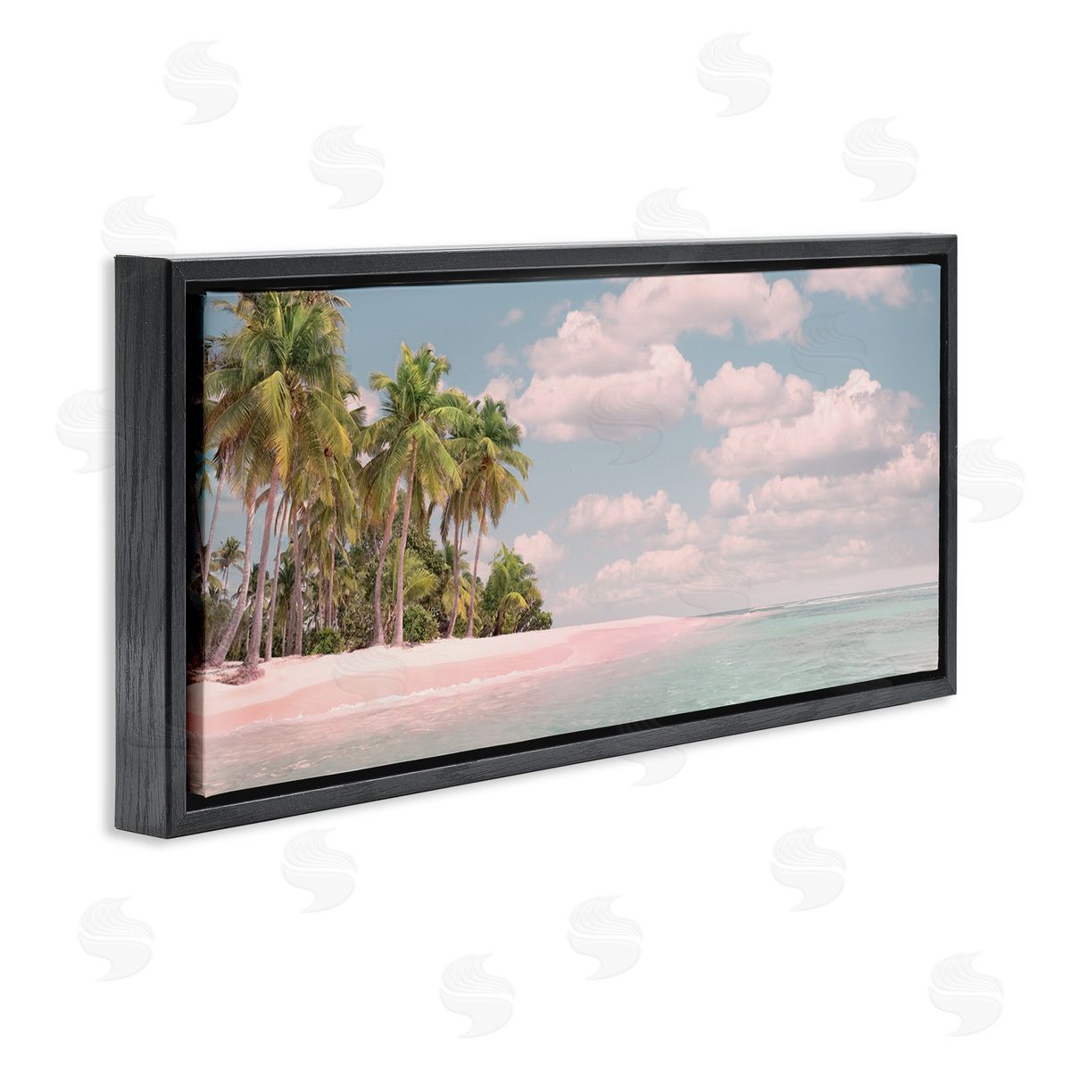Clear Water Tropical Beach Coast Black Floating Frame Canvas Wall Art, Home Decor by Mike Calascibetta