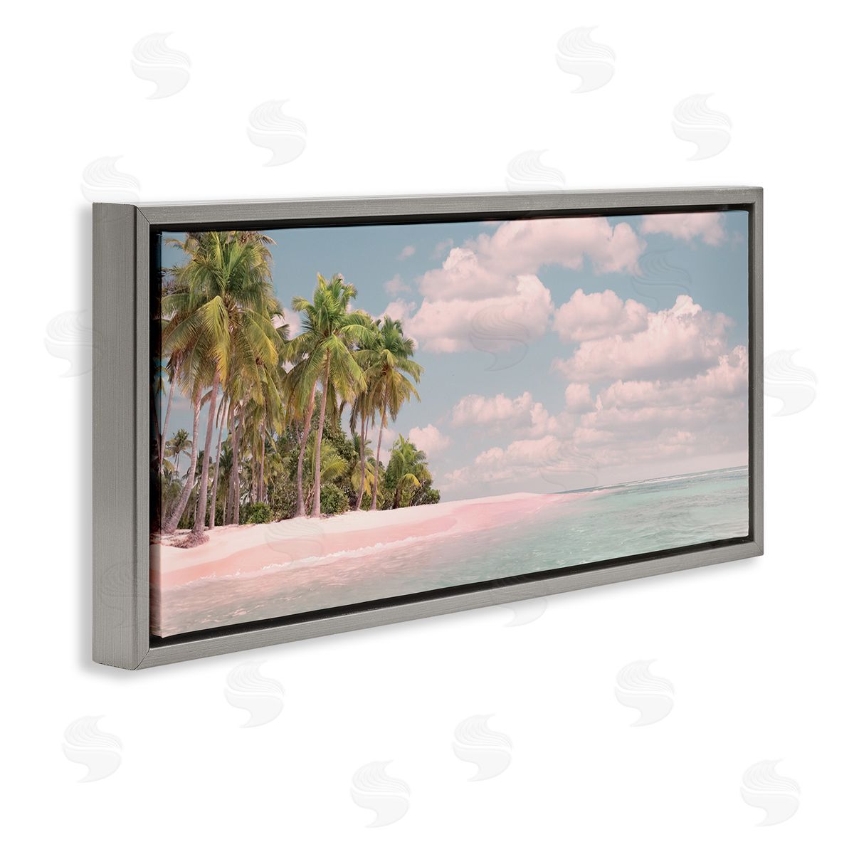 Clear Water Tropical Beach Coast Grey Floating Frame Canvas Wall Art, Home Decor by Mike Calascibetta