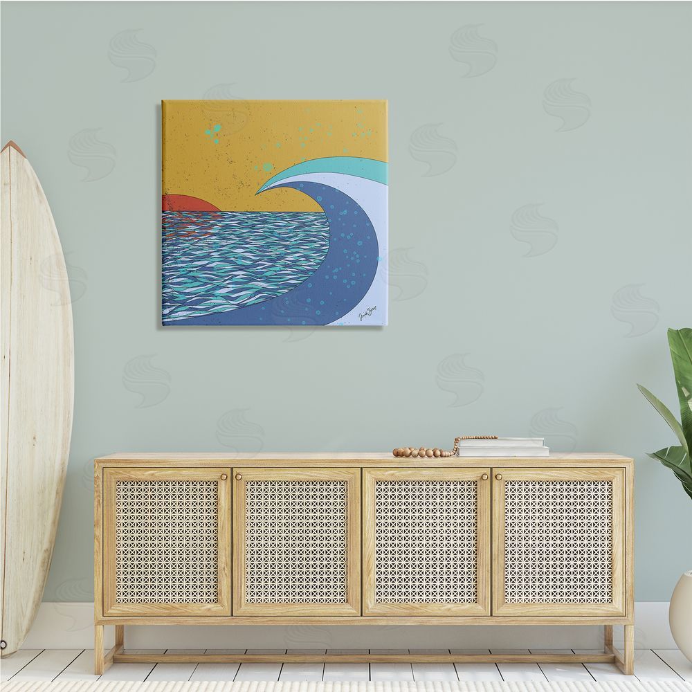 Trish Sierer Sunset Tidal Wave Busy Abstract Ocean Horizon Landscape Canvas Wall Art in Room