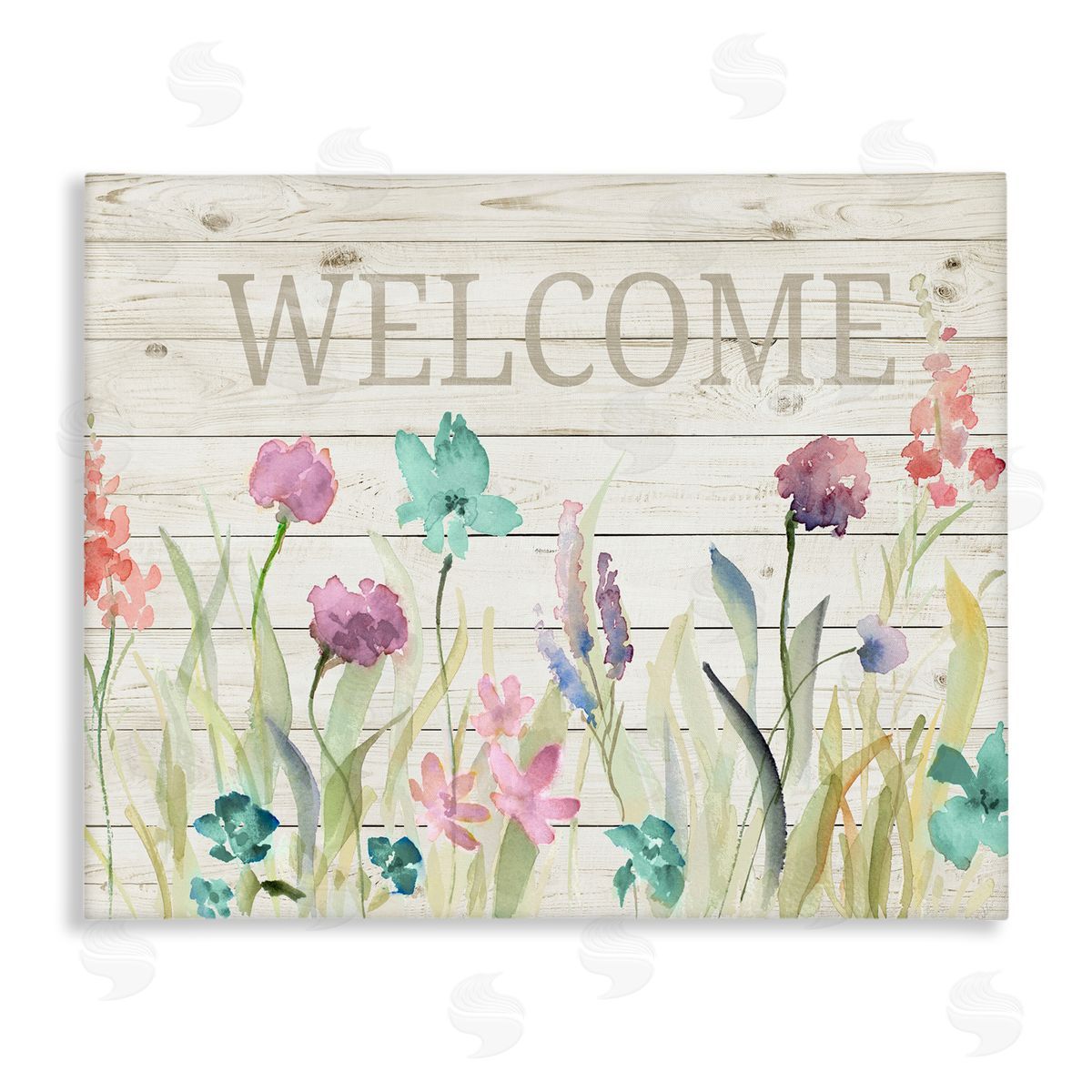 Welcome Sign Spring Wildflowers Canvas Wall Art, Home Decor by Lanie Loreth