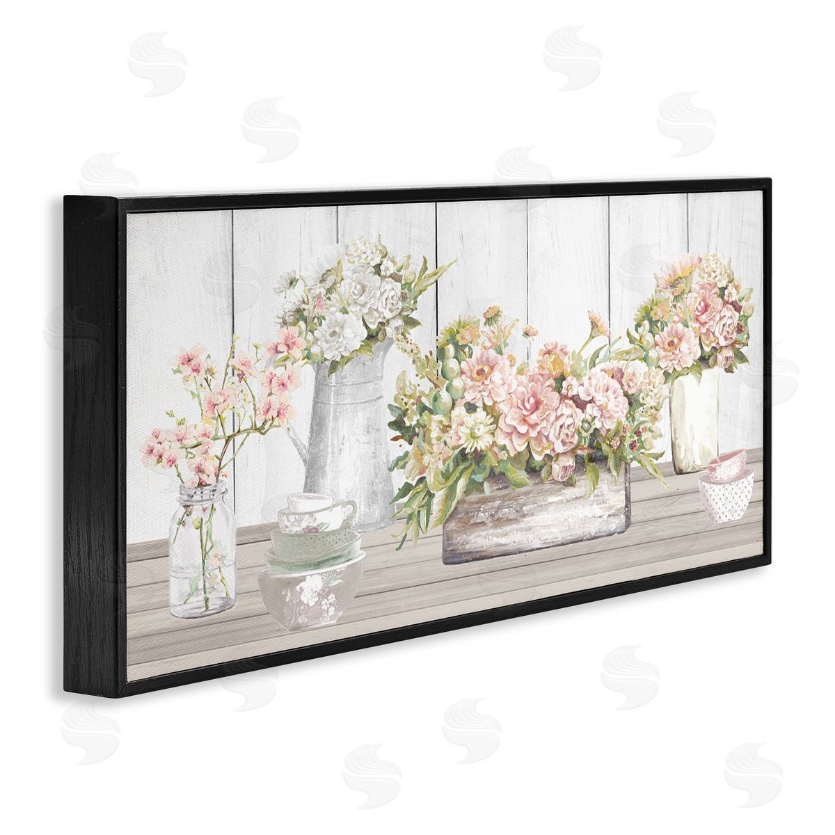 Farm Table Bouquet Still Life Black Frame Print Wall Art, Home Decor by Patricia Pinto